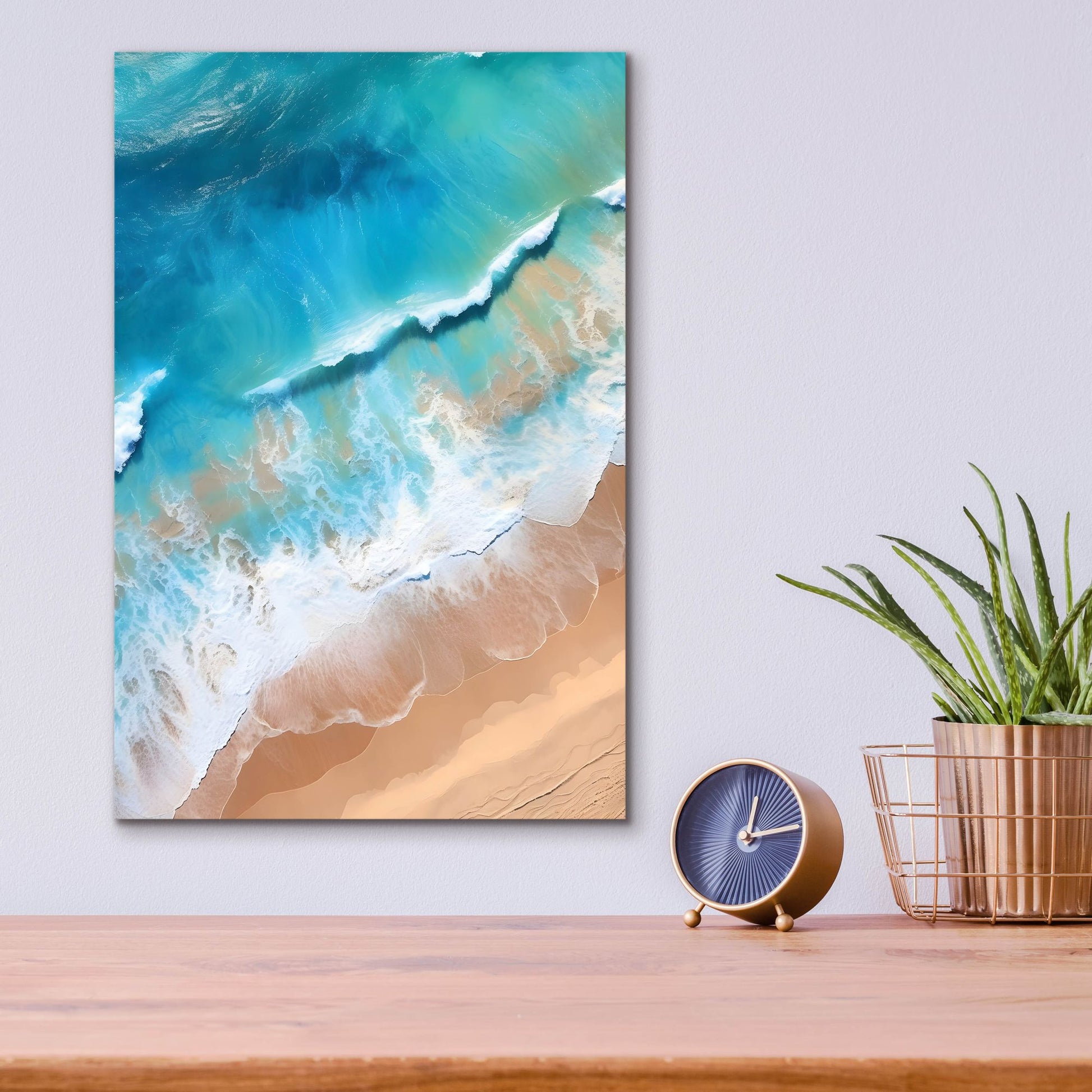 Epic Art 'Indigo Aerial Beach 1' by Petals Prints Design, Acrylic Glass Wall Art,12x16