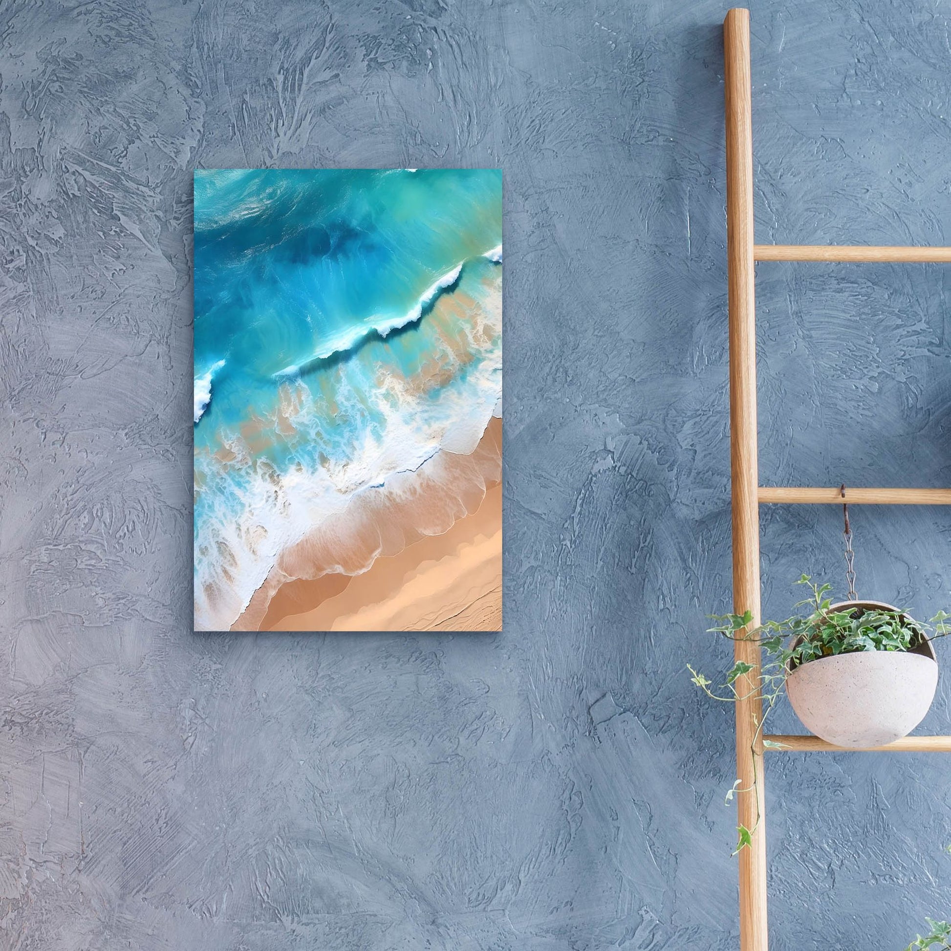 Epic Art 'Indigo Aerial Beach 1' by Petals Prints Design, Acrylic Glass Wall Art,16x24