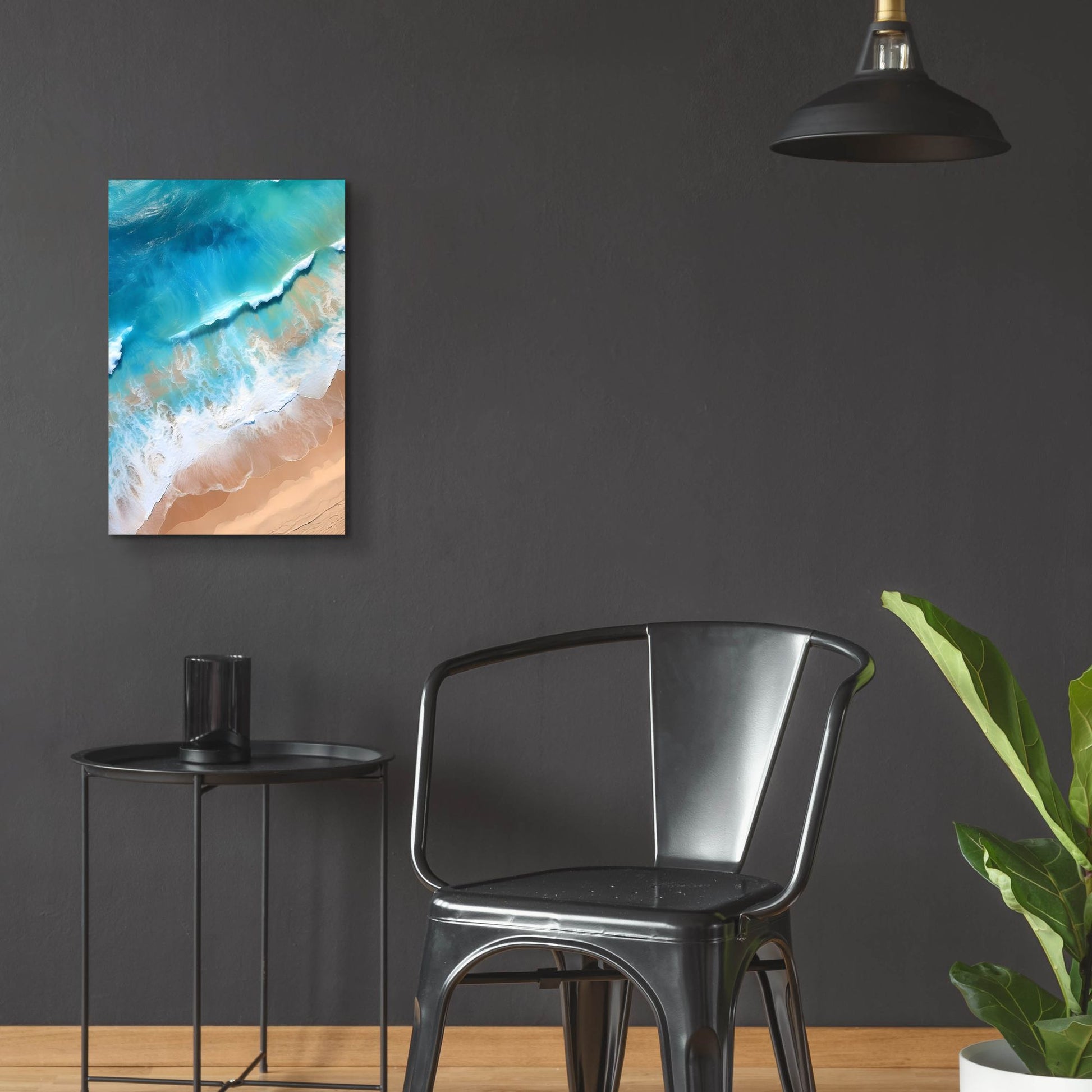 Epic Art 'Indigo Aerial Beach 1' by Petals Prints Design, Acrylic Glass Wall Art,16x24