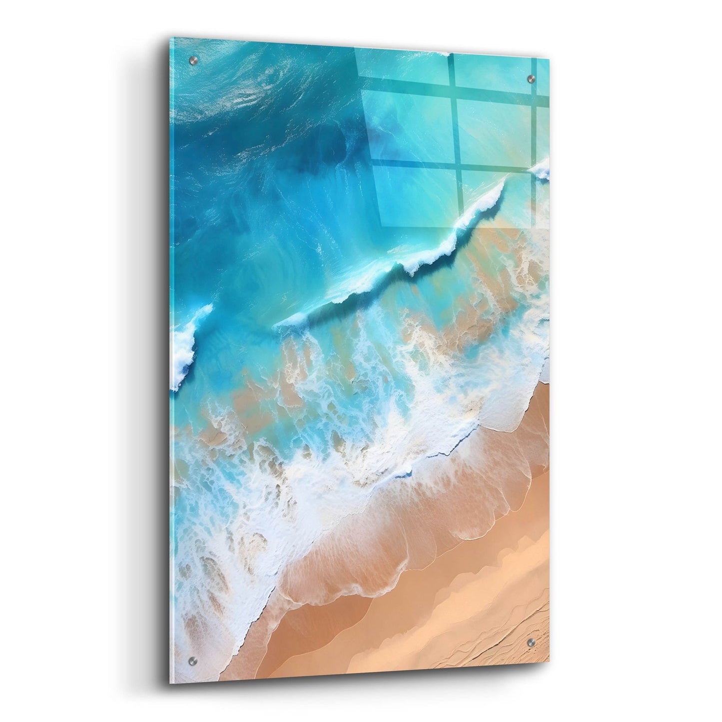 Epic Art 'Indigo Aerial Beach 1' by Petals Prints Design, Acrylic Glass Wall Art,24x36