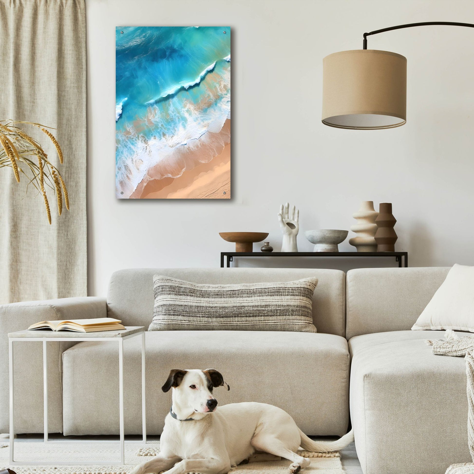 Epic Art 'Indigo Aerial Beach 1' by Petals Prints Design, Acrylic Glass Wall Art,24x36