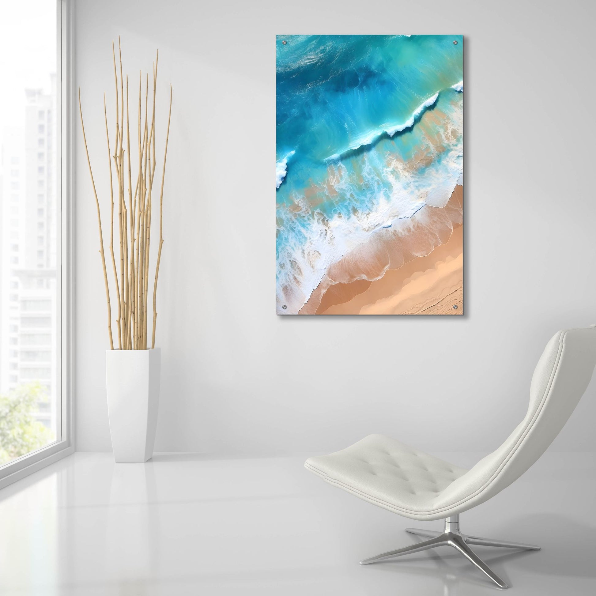 Epic Art 'Indigo Aerial Beach 1' by Petals Prints Design, Acrylic Glass Wall Art,24x36