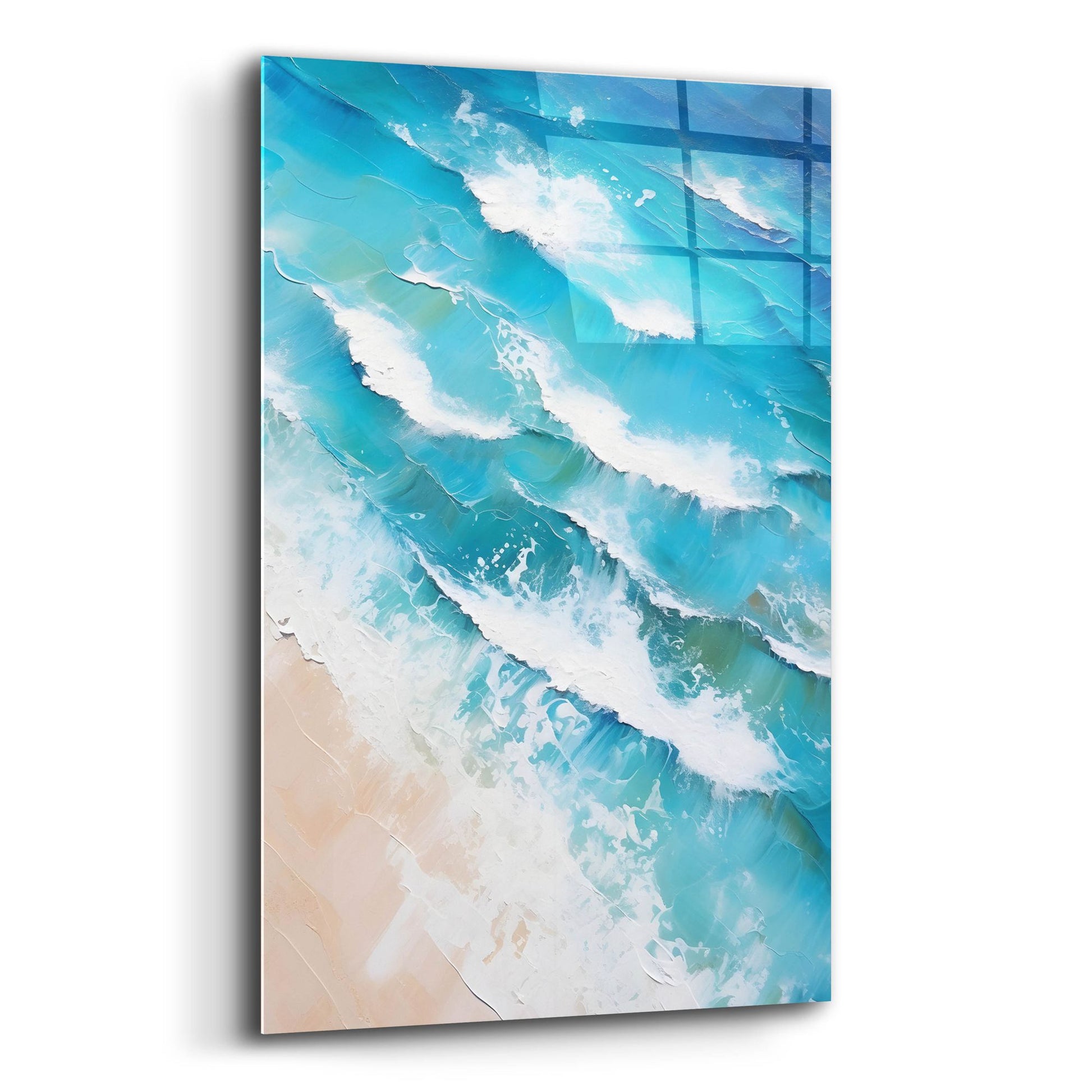 Epic Art 'Indigo Aerial Beach 2' by Petals Prints Design, Acrylic Glass Wall Art,12x16