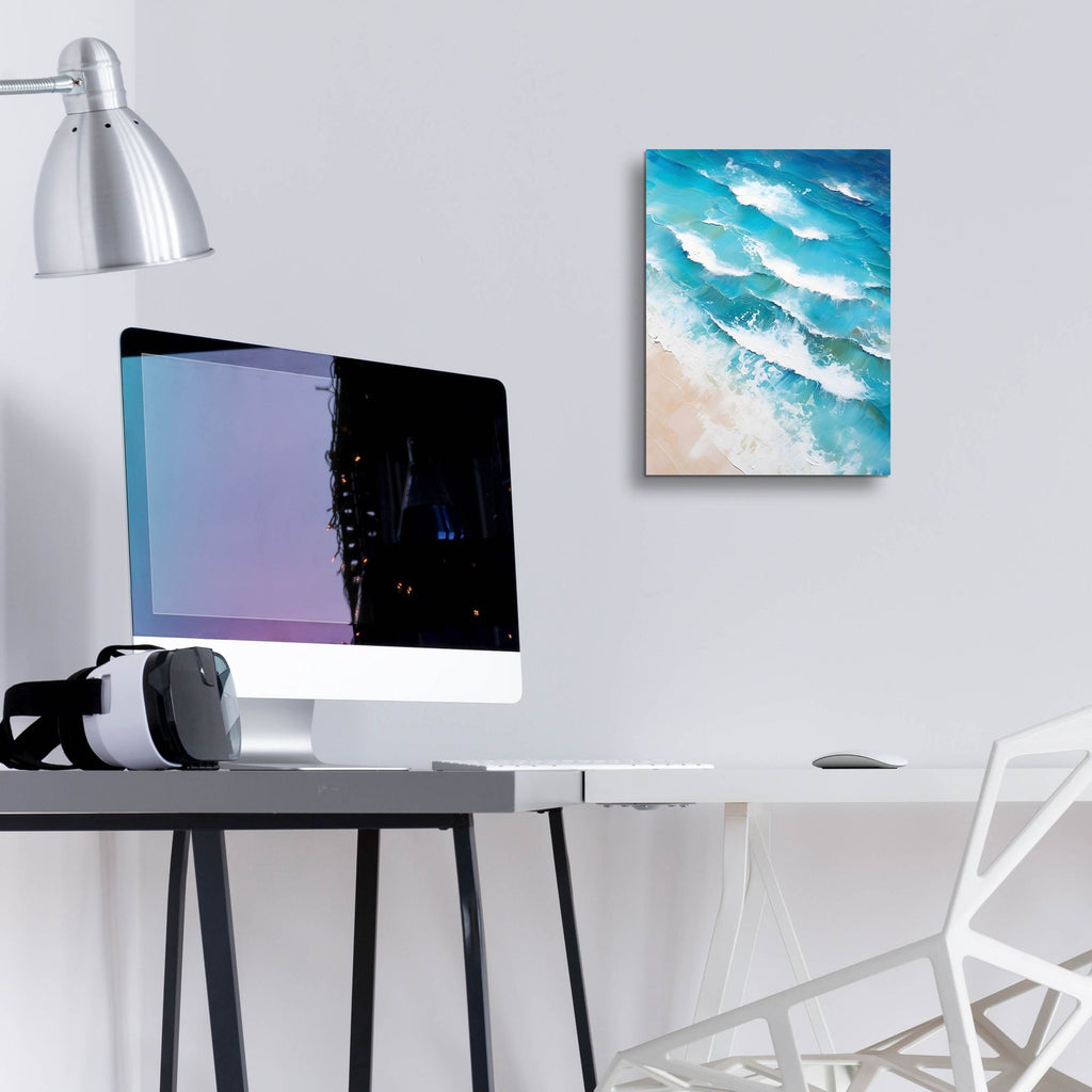 Epic Art 'Indigo Aerial Beach 2' by Petals Prints Design, Acrylic Glass Wall Art,12x16