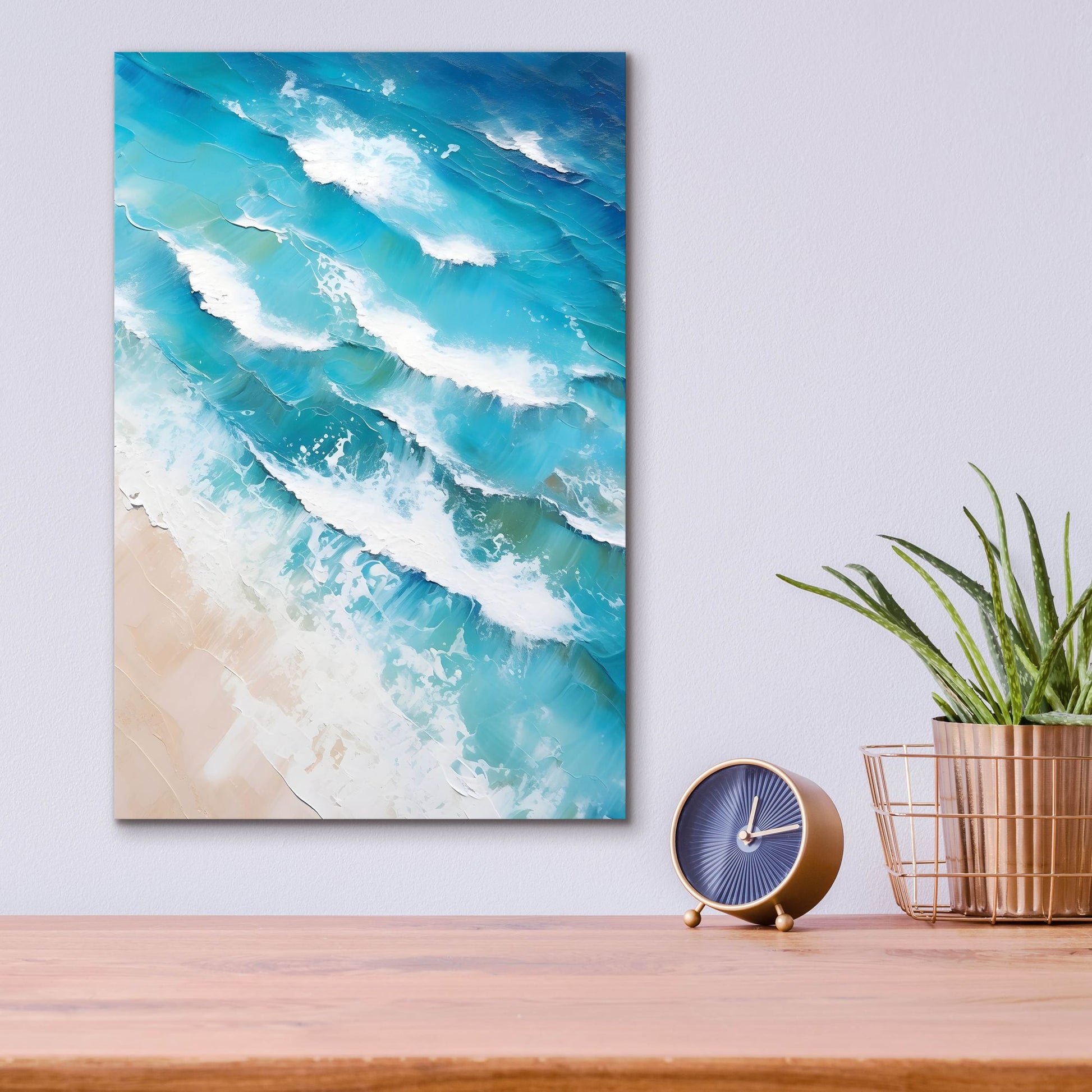 Epic Art 'Indigo Aerial Beach 2' by Petals Prints Design, Acrylic Glass Wall Art,12x16