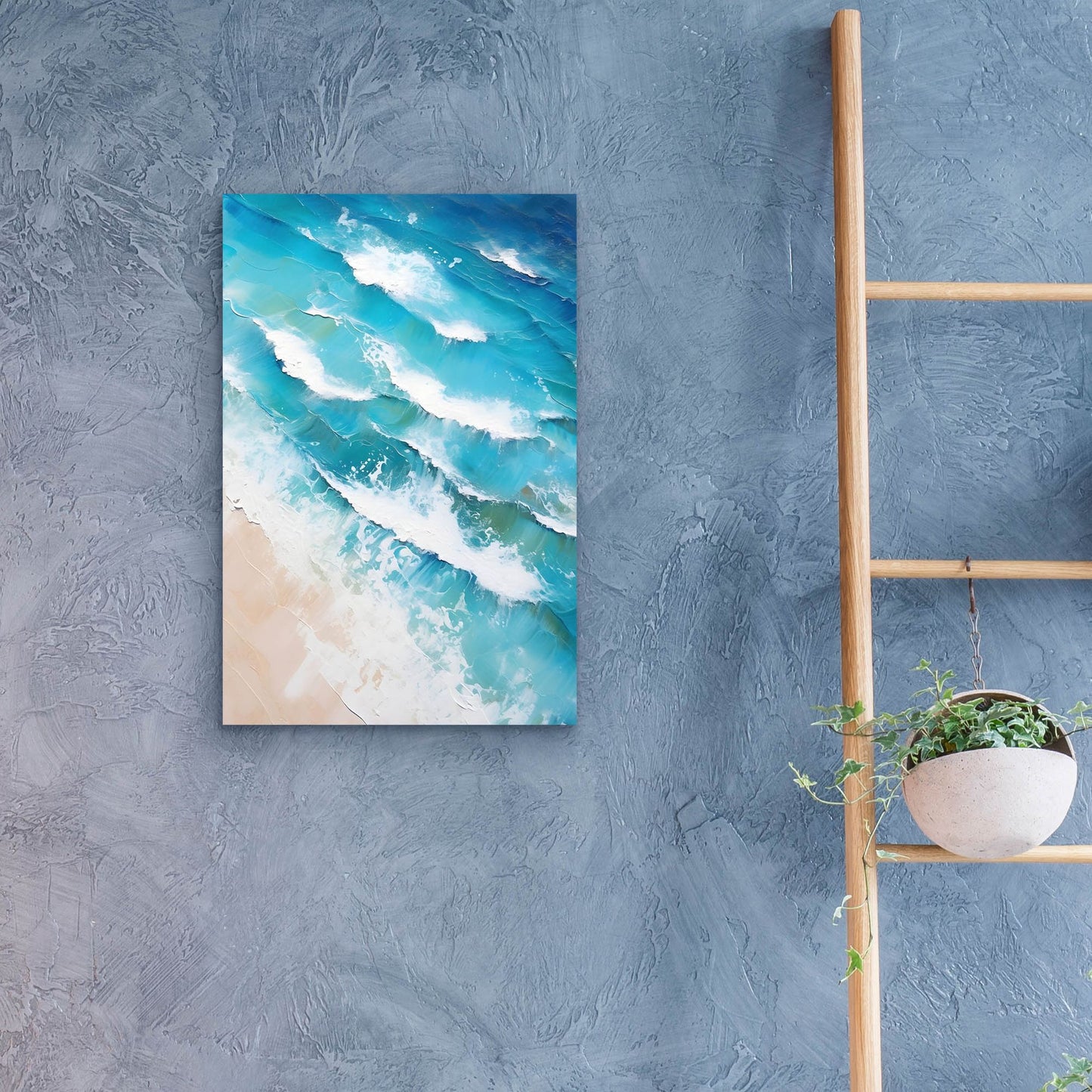 Epic Art 'Indigo Aerial Beach 2' by Petals Prints Design, Acrylic Glass Wall Art,16x24