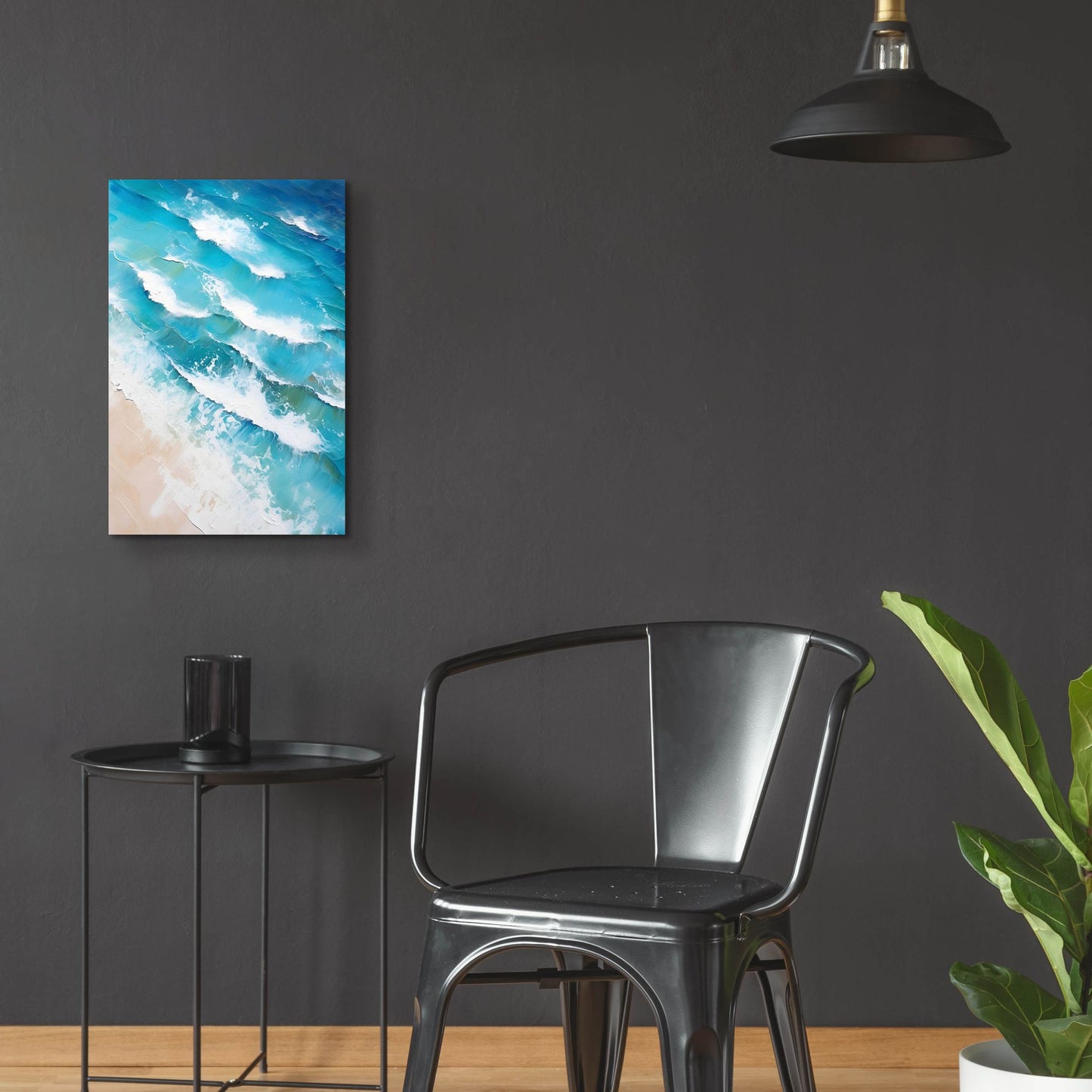 Epic Art 'Indigo Aerial Beach 2' by Petals Prints Design, Acrylic Glass Wall Art,16x24