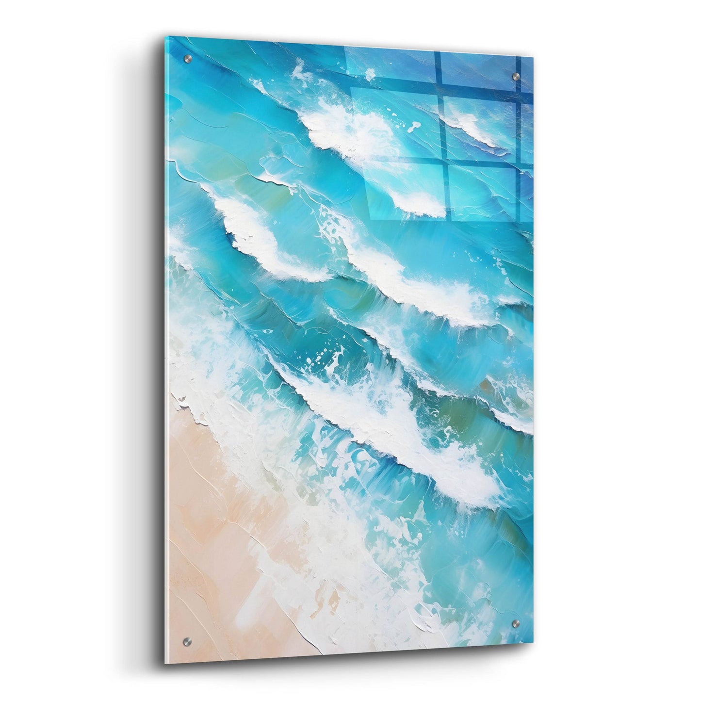 Epic Art 'Indigo Aerial Beach 2' by Petals Prints Design, Acrylic Glass Wall Art,24x36