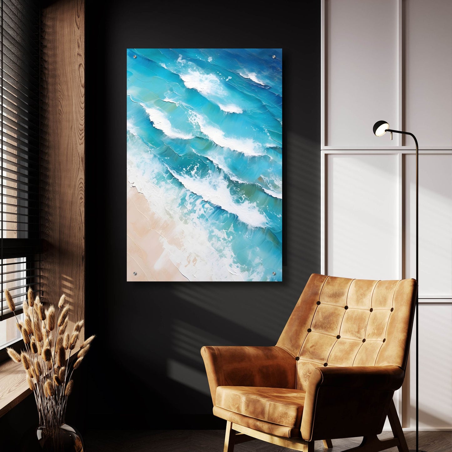 Epic Art 'Indigo Aerial Beach 2' by Petals Prints Design, Acrylic Glass Wall Art,24x36