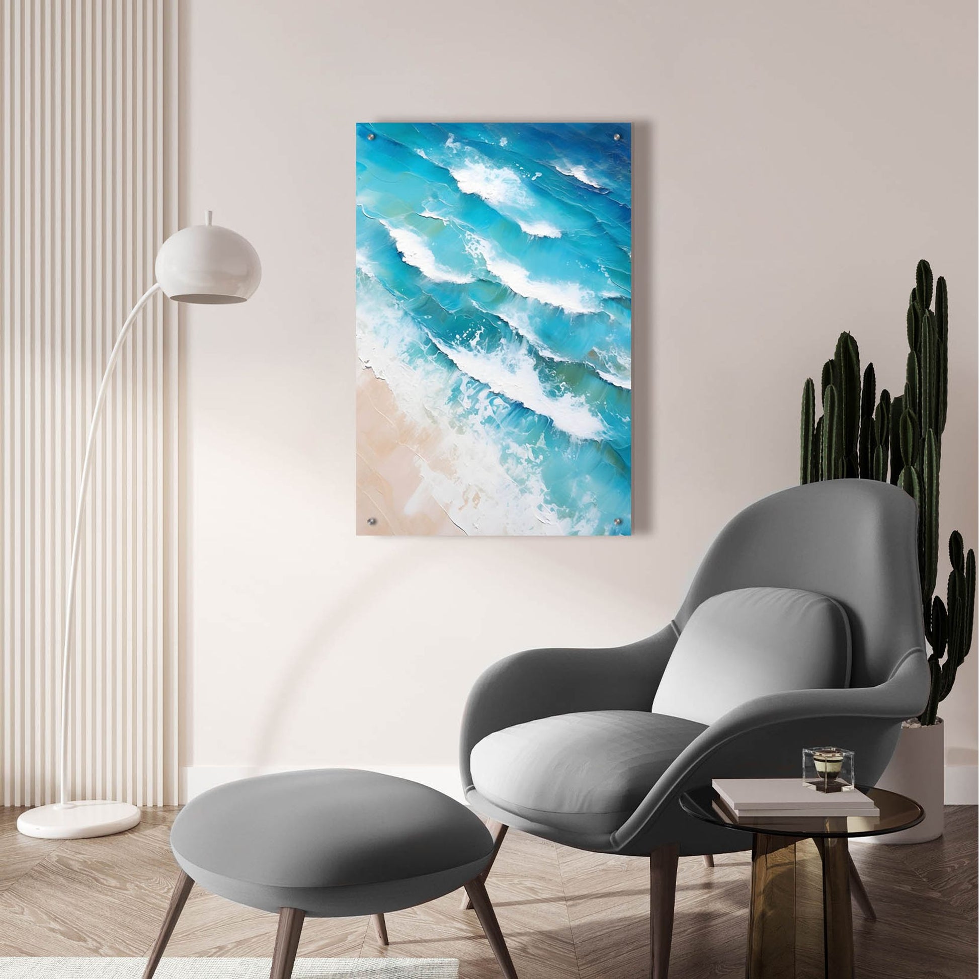 Epic Art 'Indigo Aerial Beach 2' by Petals Prints Design, Acrylic Glass Wall Art,24x36