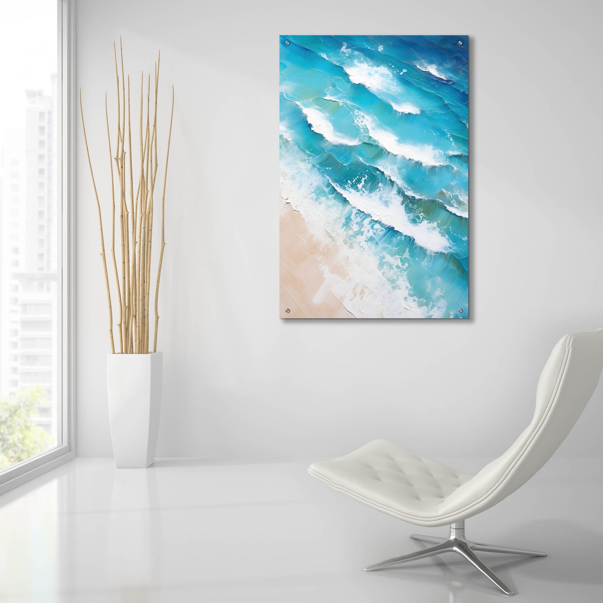 Epic Art 'Indigo Aerial Beach 2' by Petals Prints Design, Acrylic Glass Wall Art,24x36