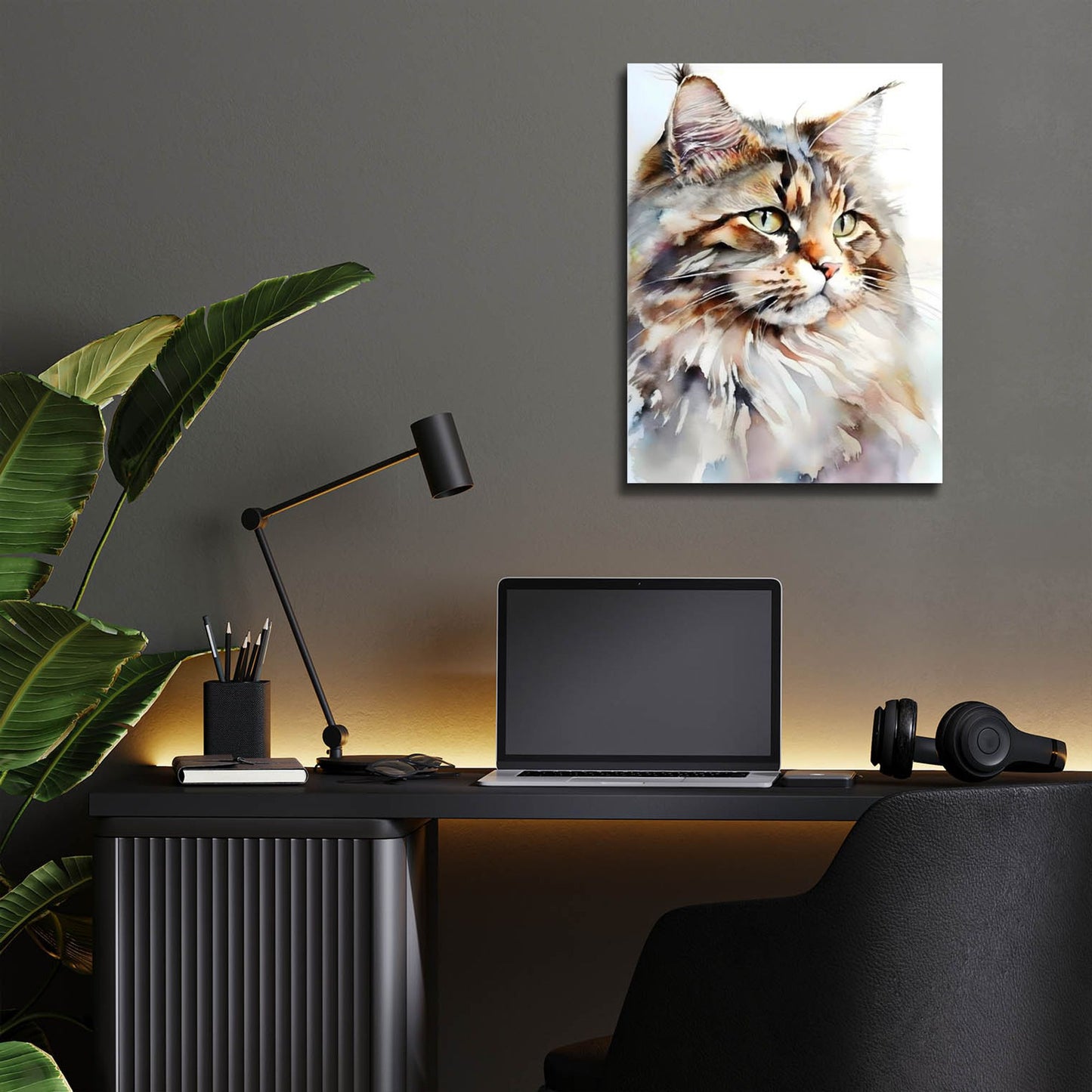 Epic Art 'Maine Coon Cat' by Petals Prints Design, Acrylic Glass Wall Art,12x16