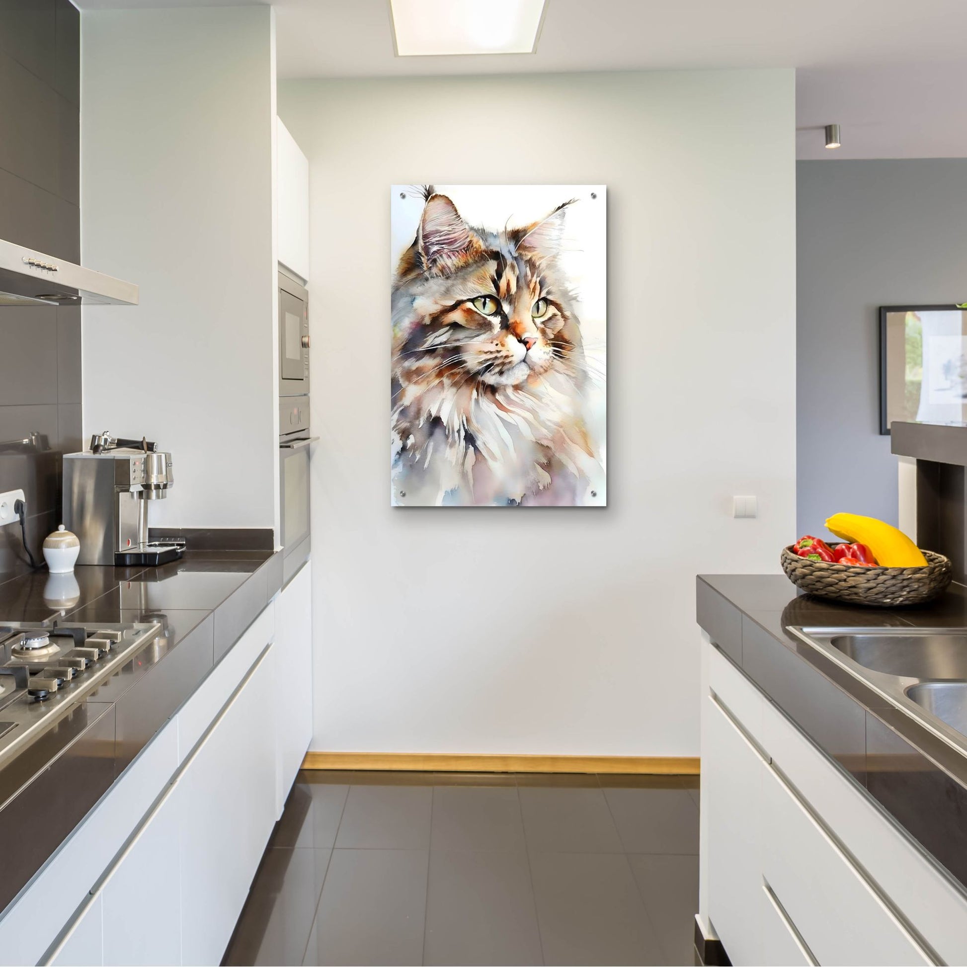 Epic Art 'Maine Coon Cat' by Petals Prints Design, Acrylic Glass Wall Art,24x36