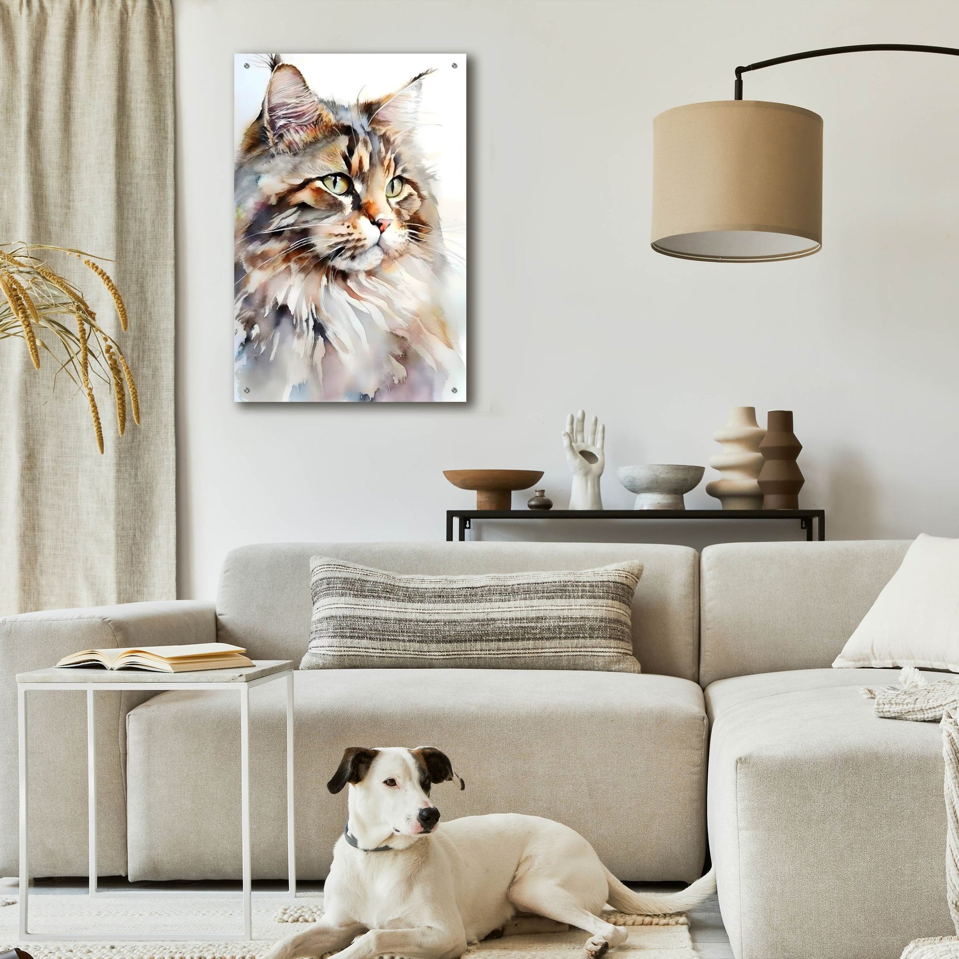 Epic Art 'Maine Coon Cat' by Petals Prints Design, Acrylic Glass Wall Art,24x36