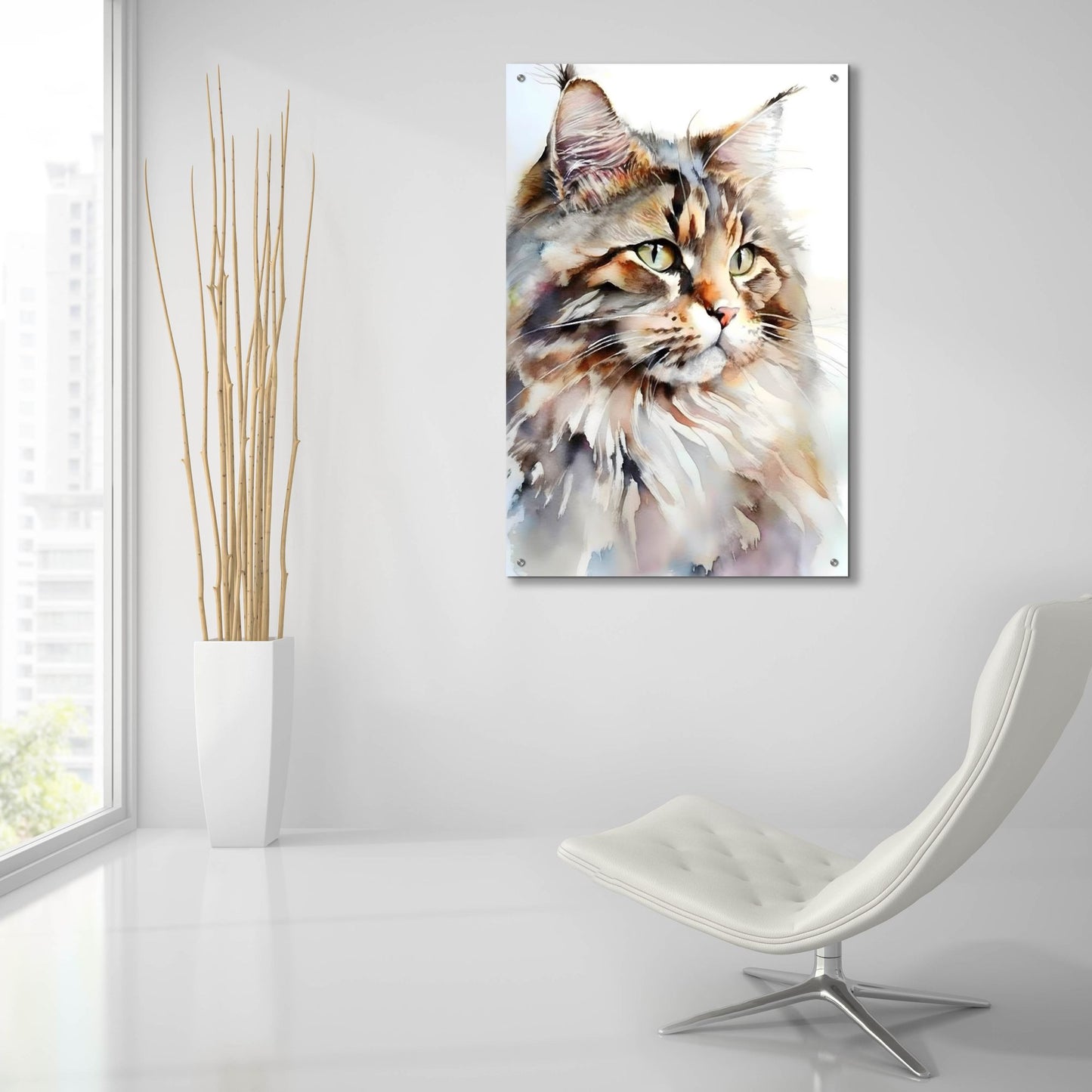 Epic Art 'Maine Coon Cat' by Petals Prints Design, Acrylic Glass Wall Art,24x36