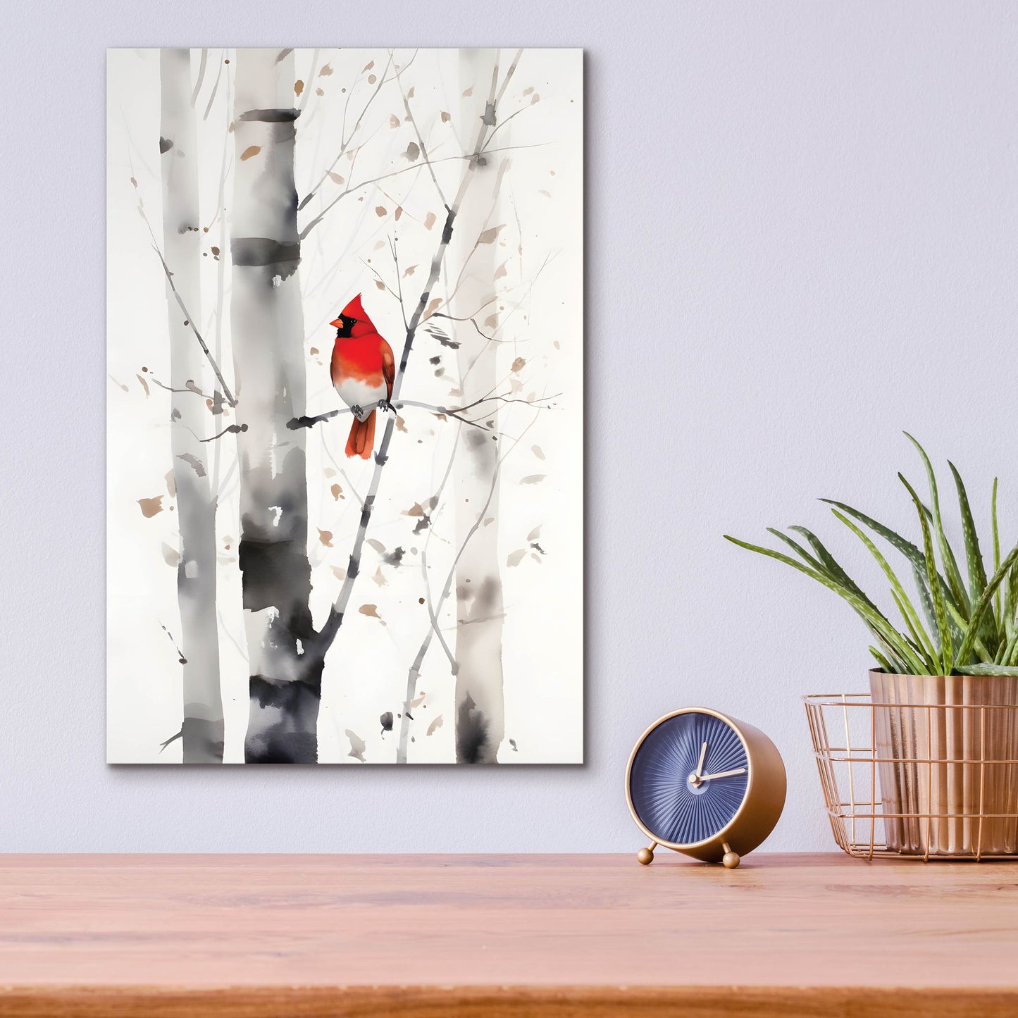 Epic Art 'Woodland Cardinal 2' by Petals Prints Design, Acrylic Glass Wall Art,12x16