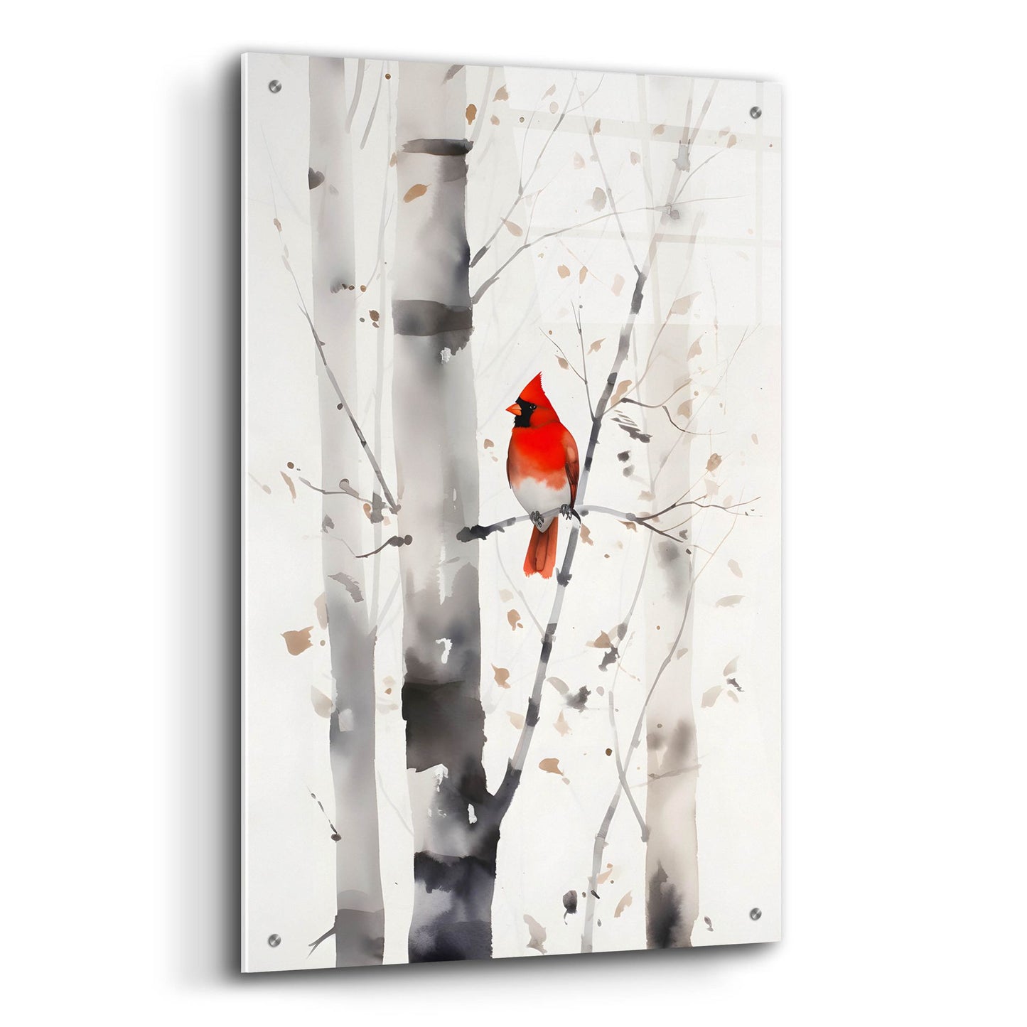 Epic Art 'Woodland Cardinal 2' by Petals Prints Design, Acrylic Glass Wall Art,24x36