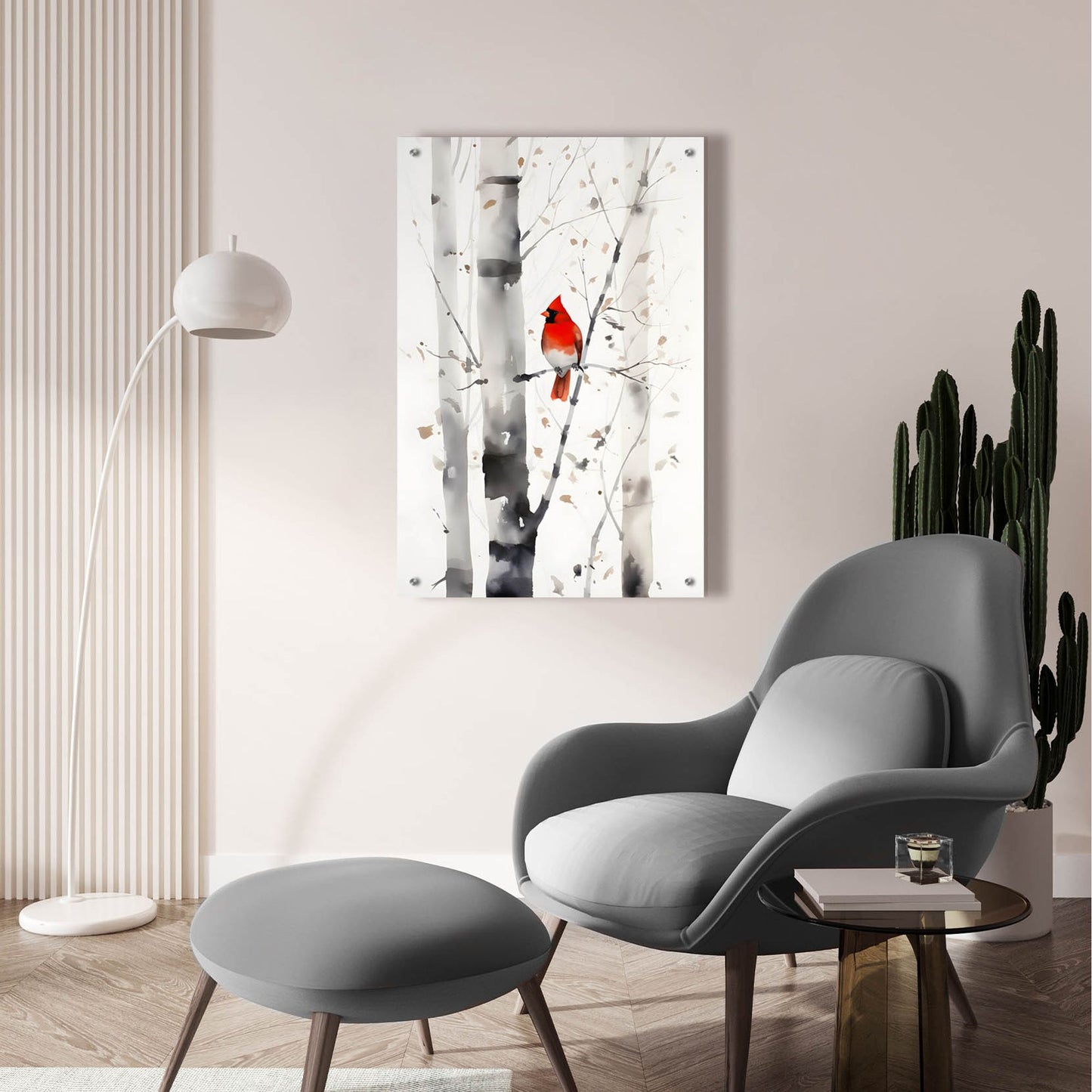 Epic Art 'Woodland Cardinal 2' by Petals Prints Design, Acrylic Glass Wall Art,24x36