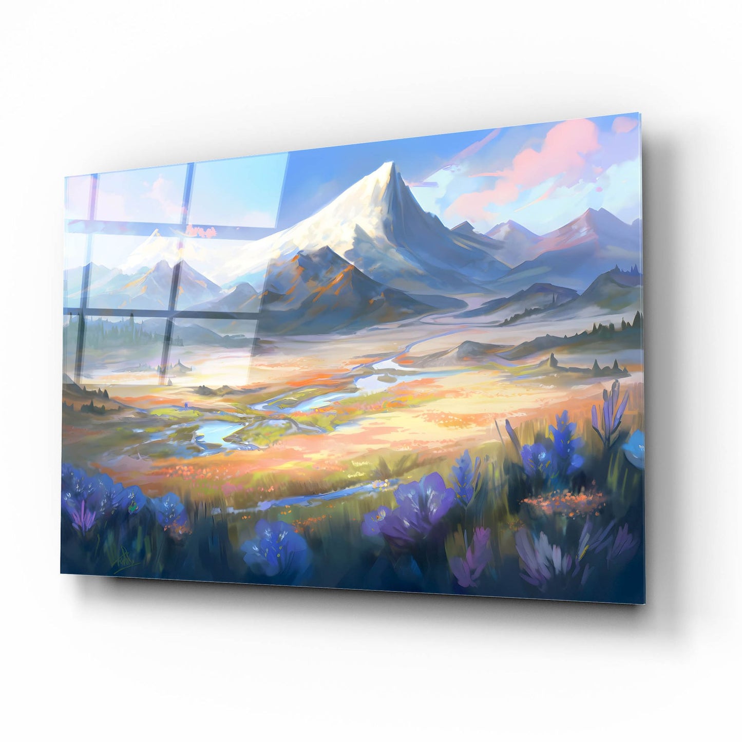 Epic Art 'Mountain View' by Petals Prints Design, Acrylic Glass Wall Art,16x12