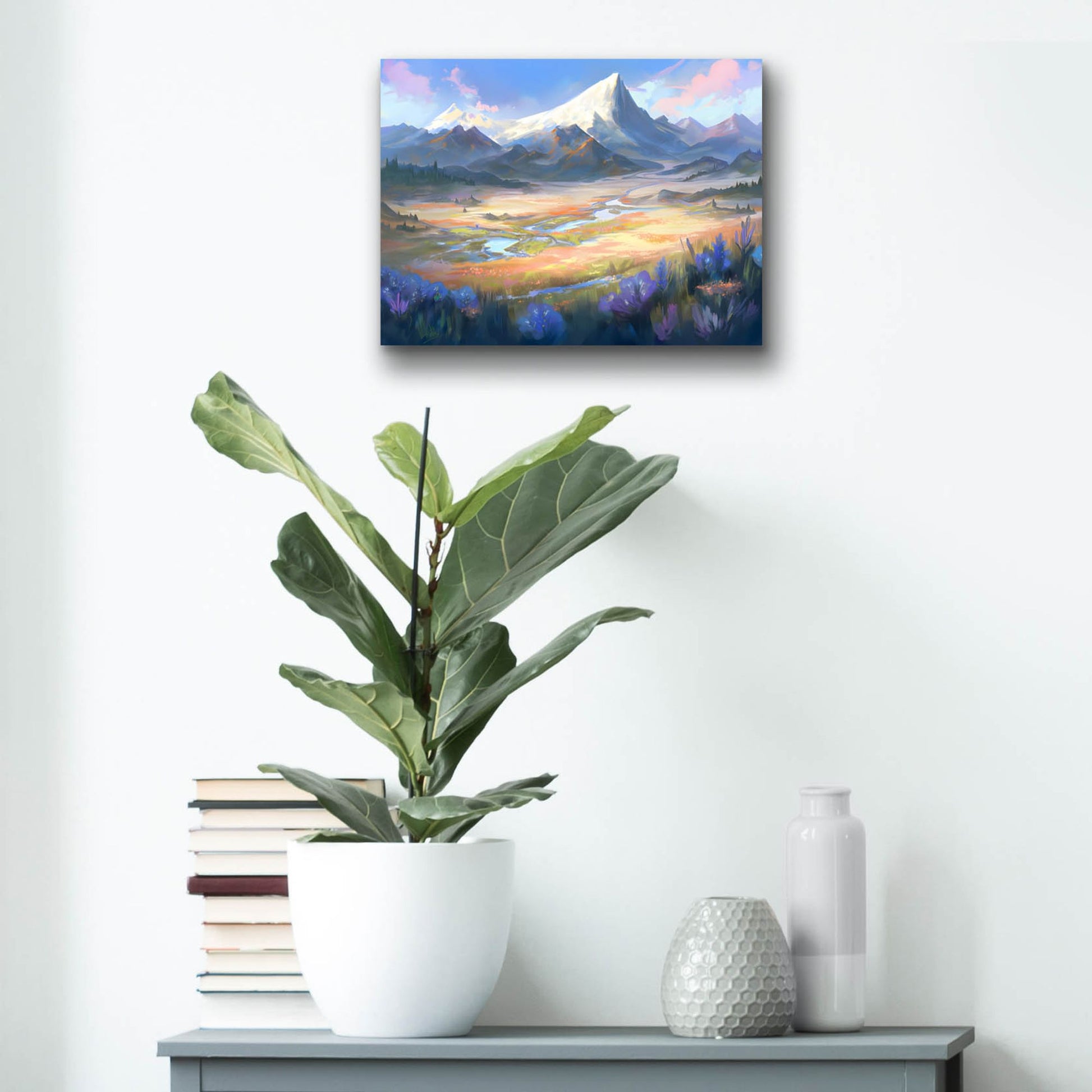 Epic Art 'Mountain View' by Petals Prints Design, Acrylic Glass Wall Art,16x12