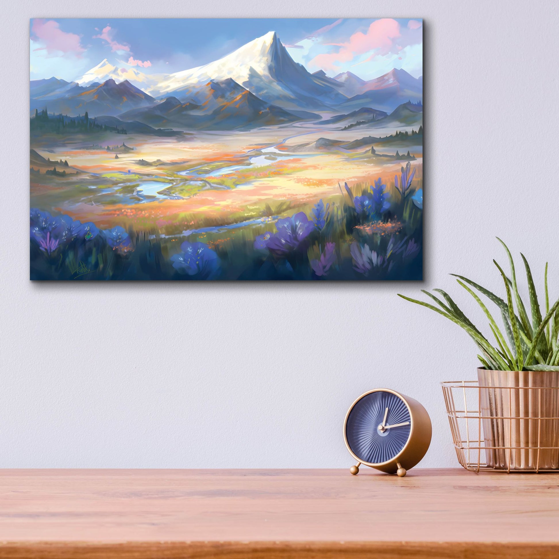 Epic Art 'Mountain View' by Petals Prints Design, Acrylic Glass Wall Art,16x12