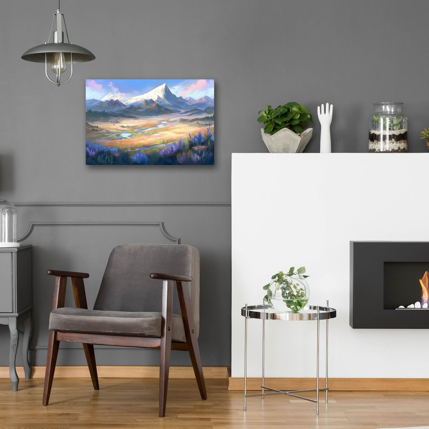 Epic Art 'Mountain View' by Petals Prints Design, Acrylic Glass Wall Art,24x16