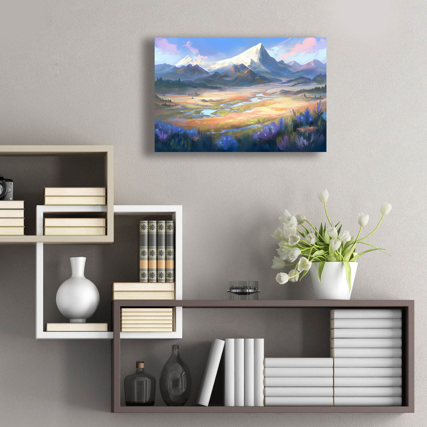 Epic Art 'Mountain View' by Petals Prints Design, Acrylic Glass Wall Art,24x16