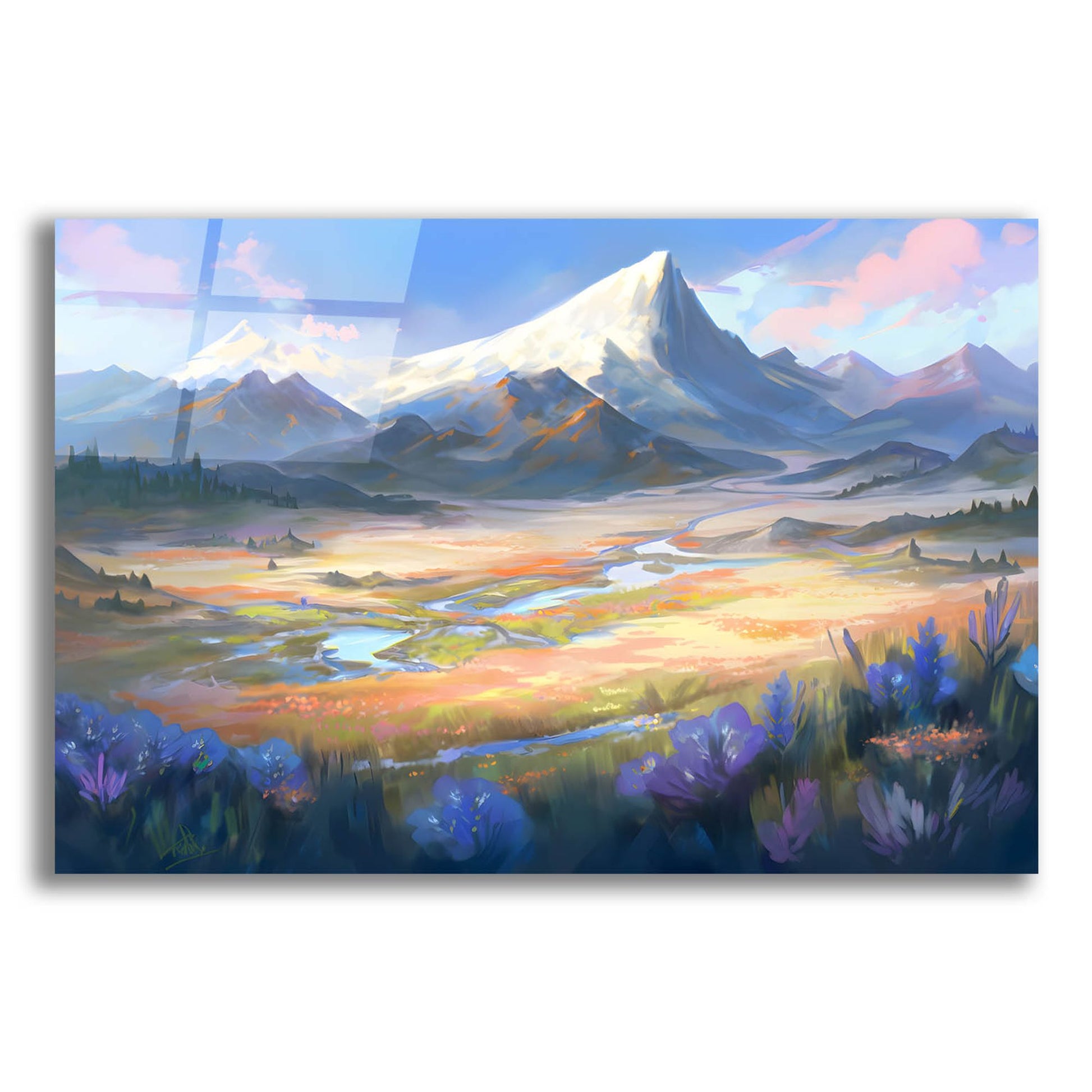 Epic Art 'Mountain View' by Petals Prints Design, Acrylic Glass Wall Art,24x16