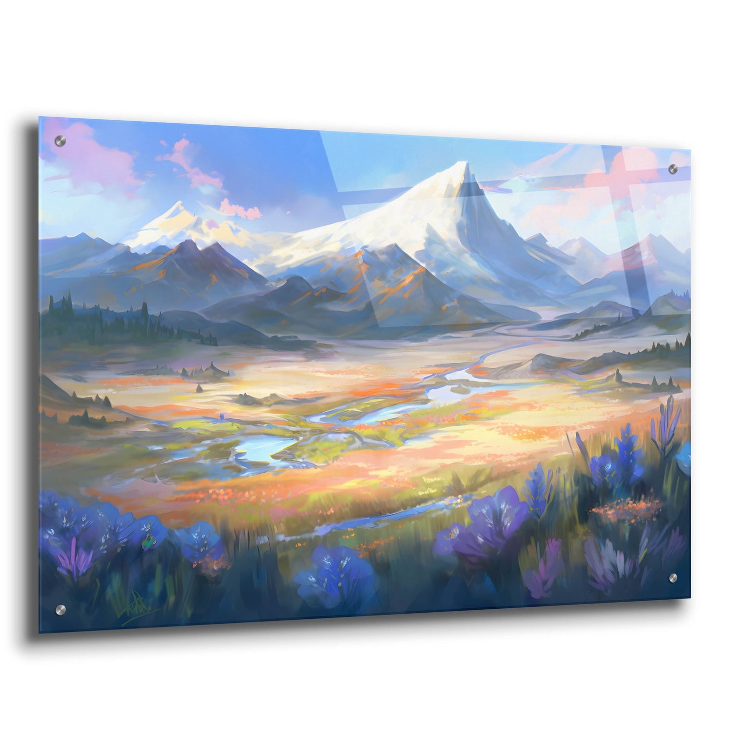 Epic Art 'Mountain View' by Petals Prints Design, Acrylic Glass Wall Art,36x24