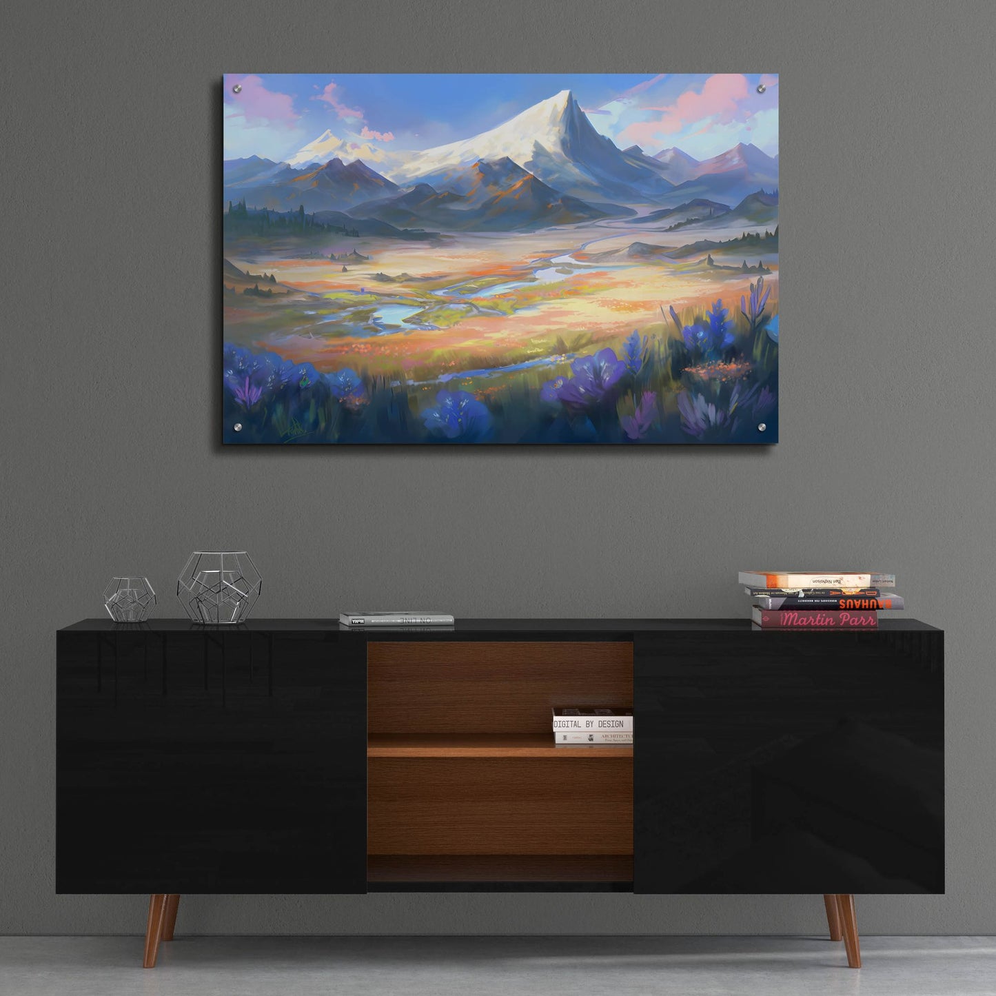 Epic Art 'Mountain View' by Petals Prints Design, Acrylic Glass Wall Art,36x24