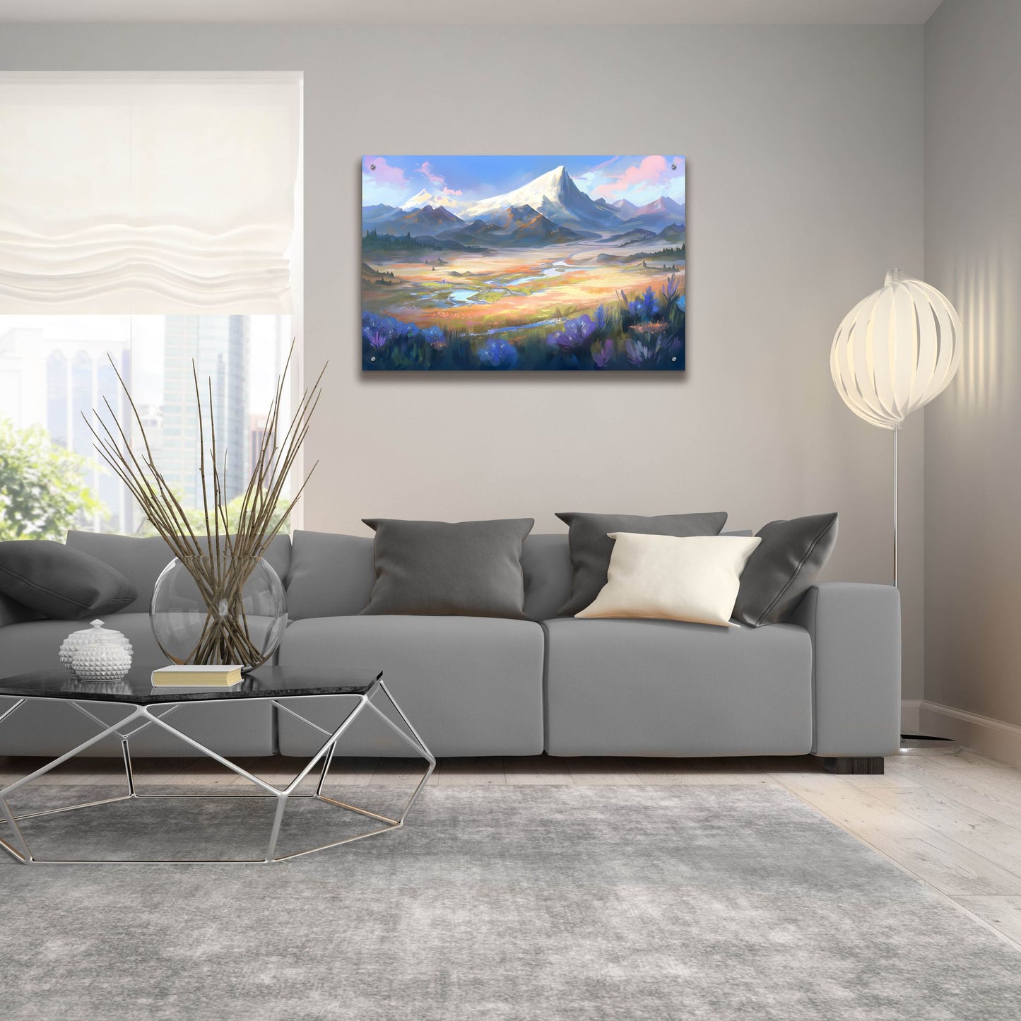 Epic Art 'Mountain View' by Petals Prints Design, Acrylic Glass Wall Art,36x24