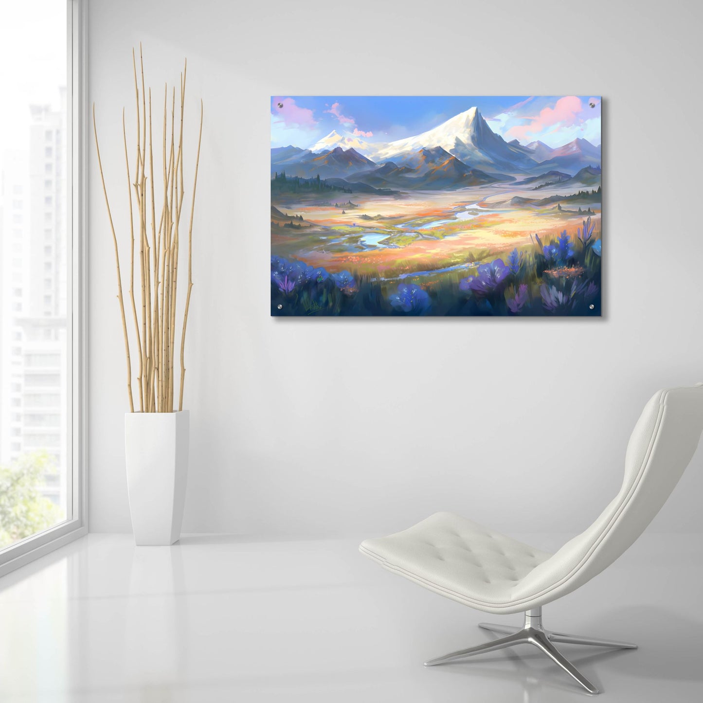 Epic Art 'Mountain View' by Petals Prints Design, Acrylic Glass Wall Art,36x24