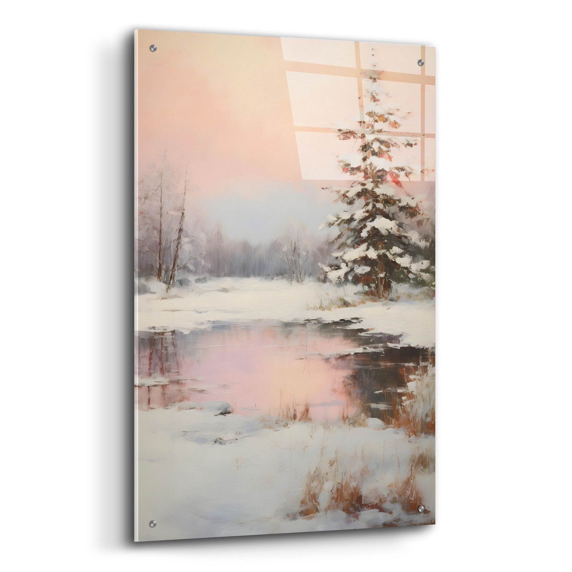 Epic Art 'Snowy Pond' by Petals Prints Design, Acrylic Glass Wall Art,24x36
