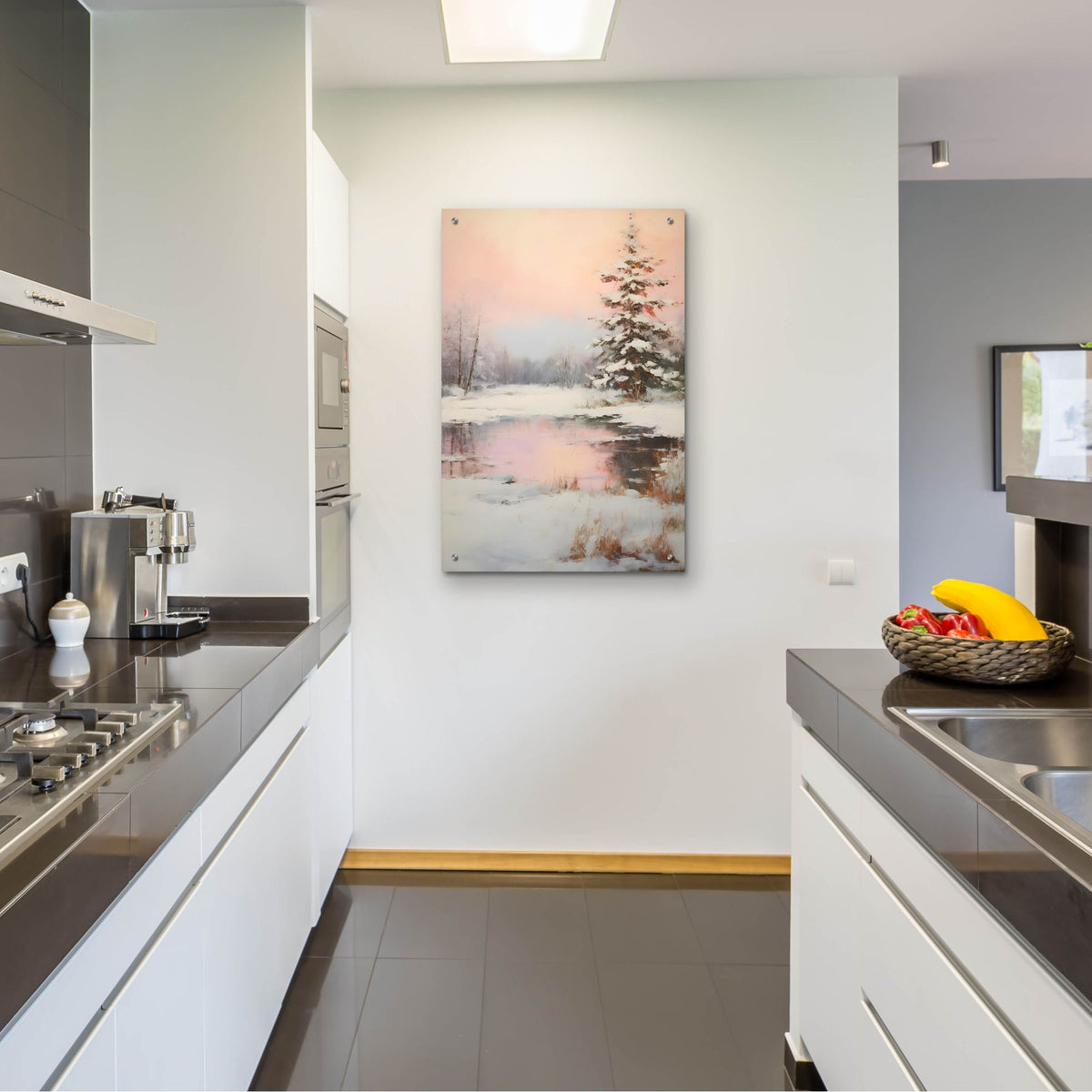 Epic Art 'Snowy Pond' by Petals Prints Design, Acrylic Glass Wall Art,24x36