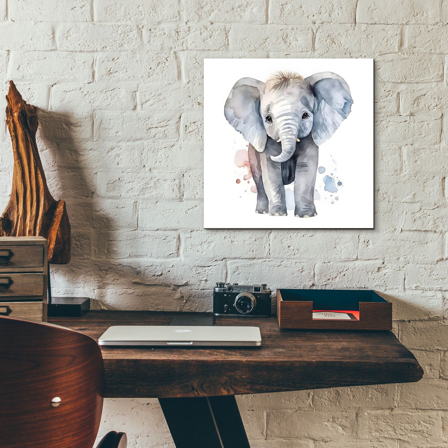 Epic Art 'Baby Elephant' by Petals Prints Design, Acrylic Glass Wall Art,12x12