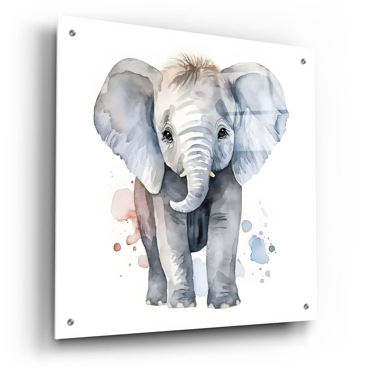 Epic Art 'Baby Elephant' by Petals Prints Design, Acrylic Glass Wall Art,24x24