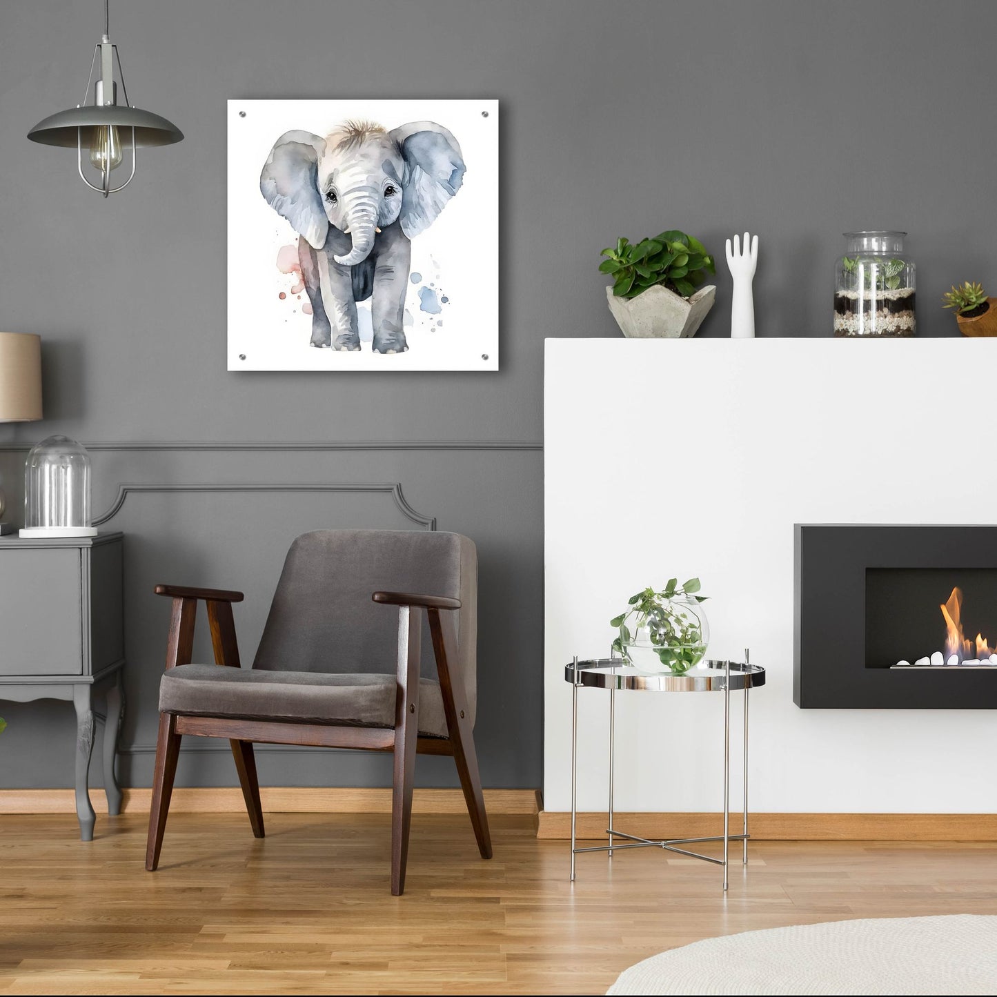 Epic Art 'Baby Elephant' by Petals Prints Design, Acrylic Glass Wall Art,24x24
