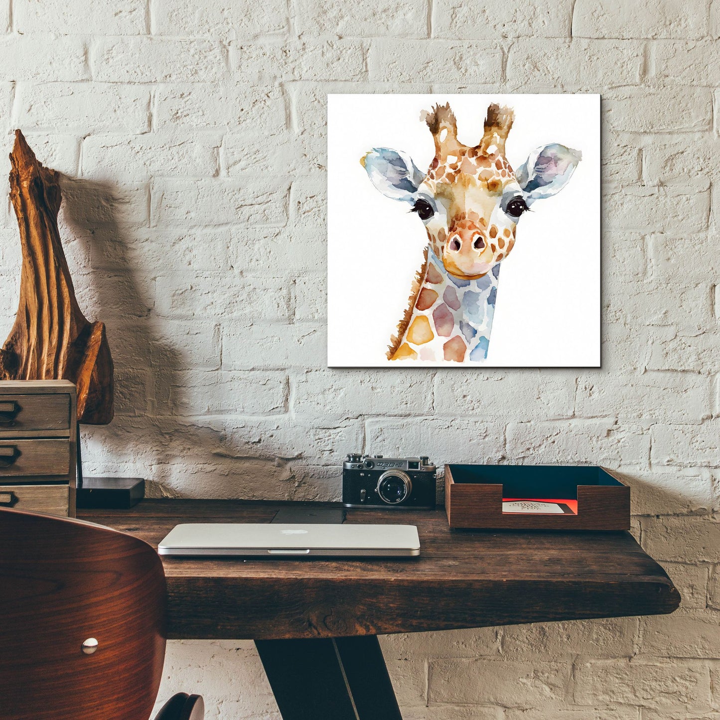 Epic Art 'Baby Giraffe' by Petals Prints Design, Acrylic Glass Wall Art,12x12