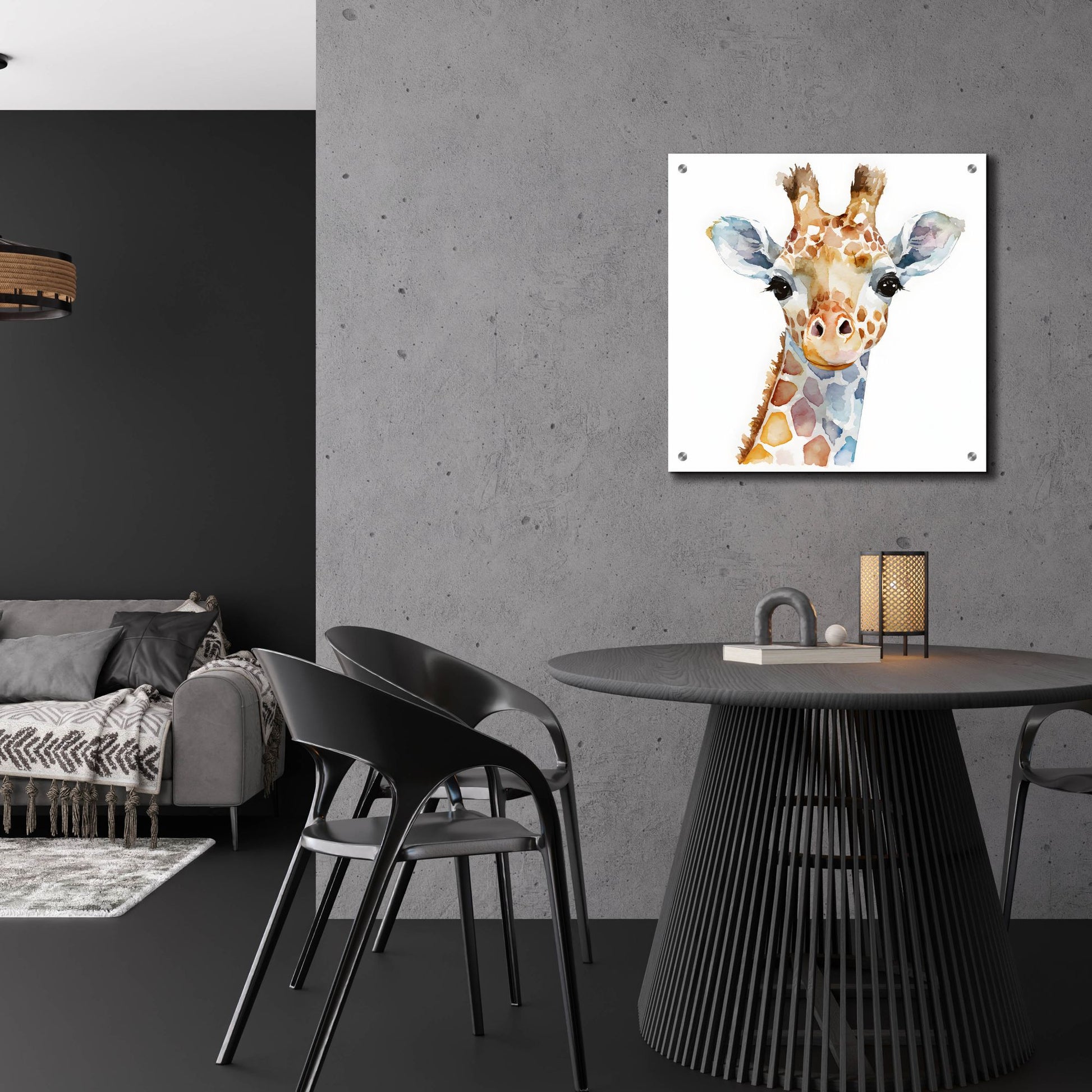 Epic Art 'Baby Giraffe' by Petals Prints Design, Acrylic Glass Wall Art,24x24