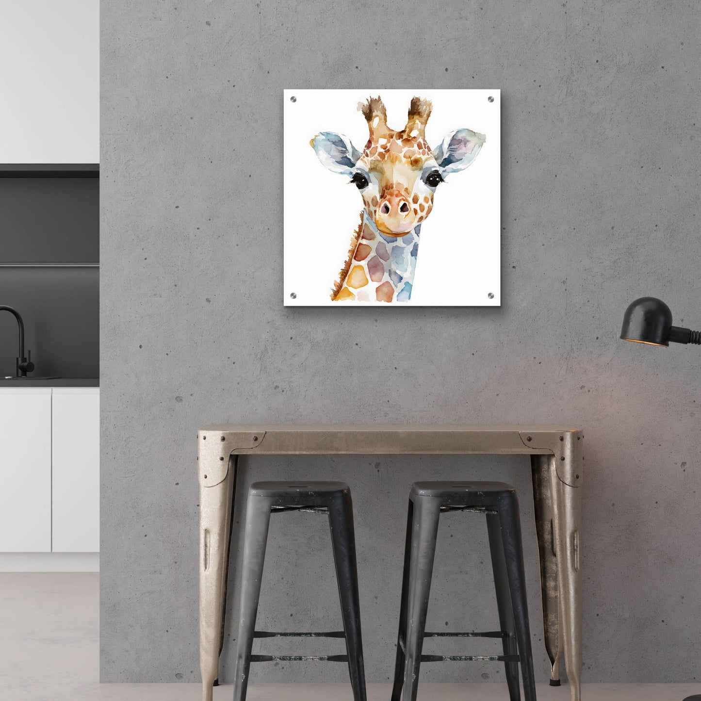 Epic Art 'Baby Giraffe' by Petals Prints Design, Acrylic Glass Wall Art,24x24