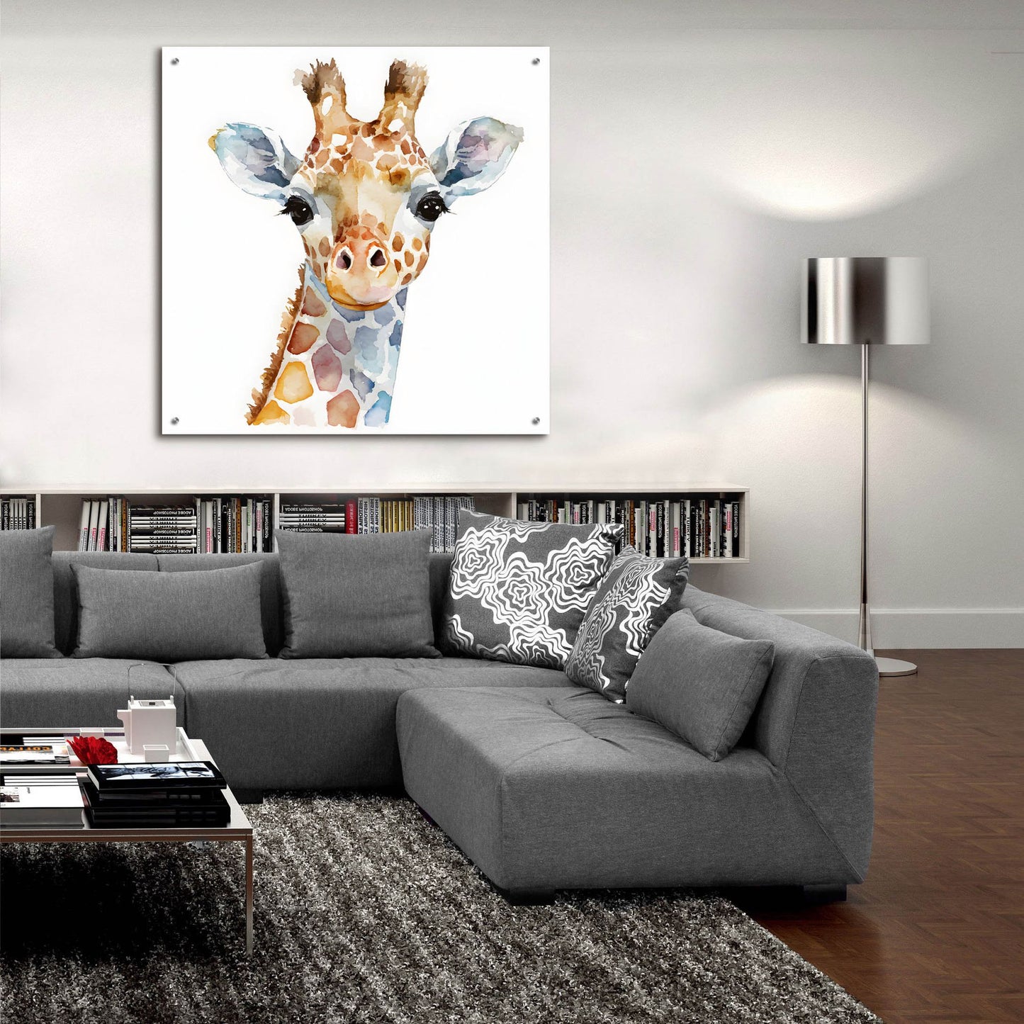 Epic Art 'Baby Giraffe' by Petals Prints Design, Acrylic Glass Wall Art,36x36