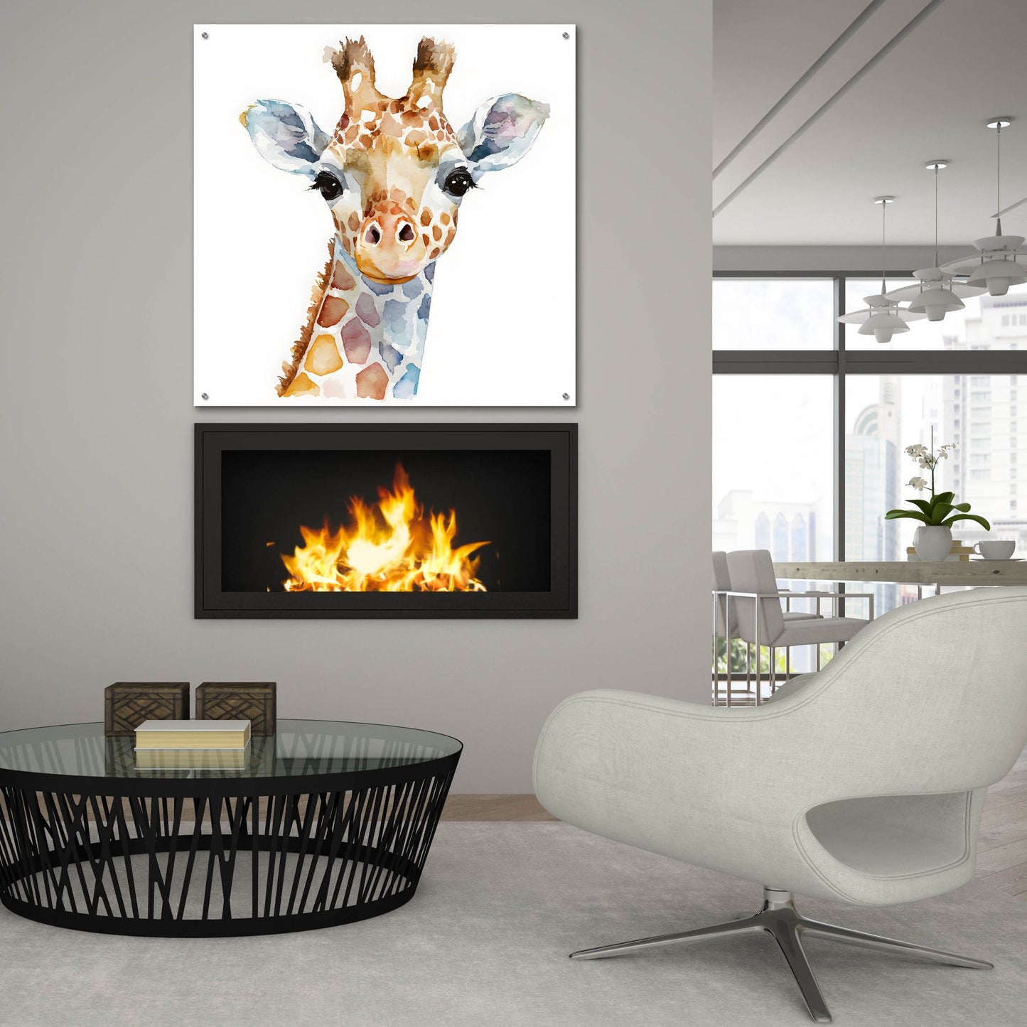 Epic Art 'Baby Giraffe' by Petals Prints Design, Acrylic Glass Wall Art,36x36