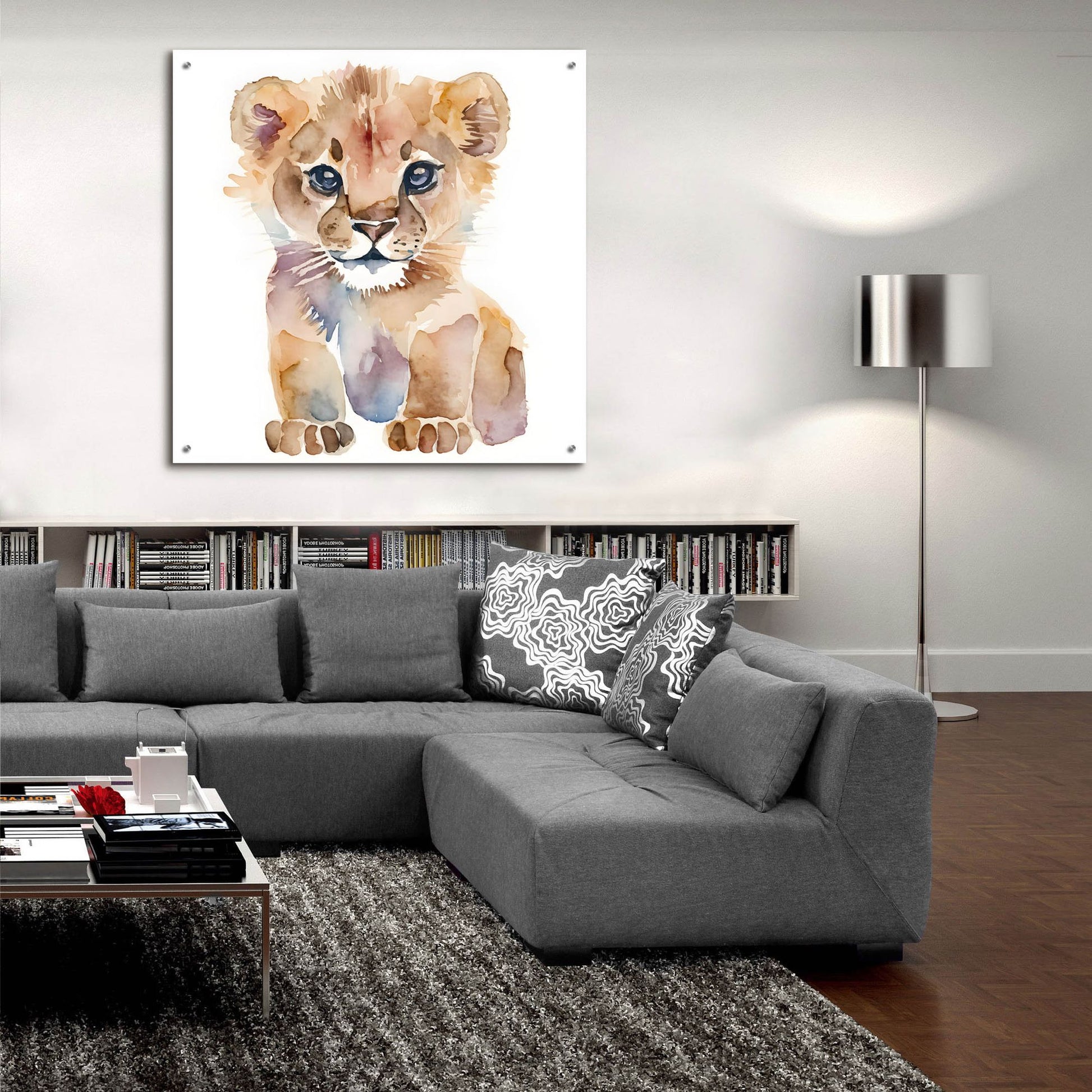 Epic Art 'Baby Lion' by Petals Prints Design, Acrylic Glass Wall Art,36x36
