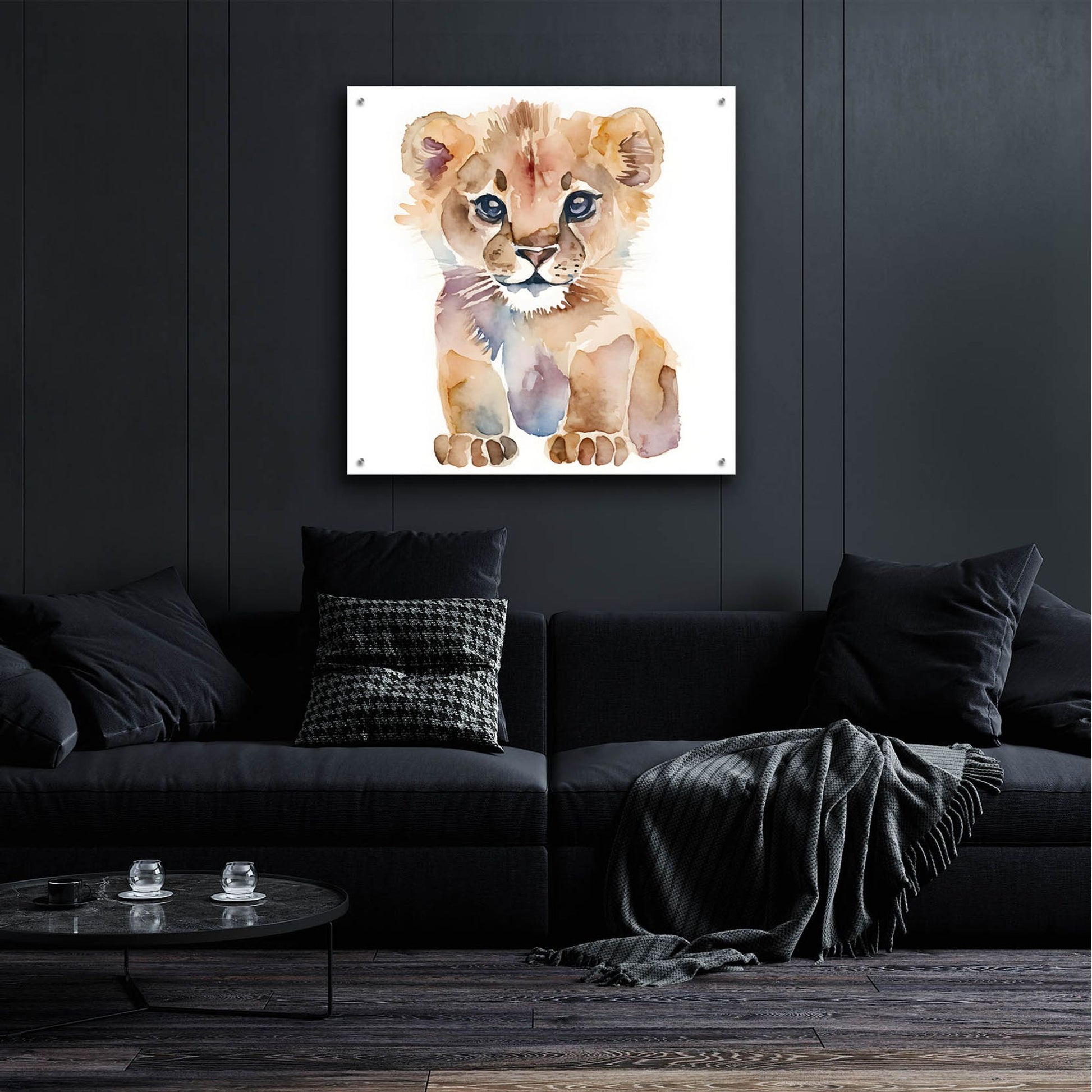 Epic Art 'Baby Lion' by Petals Prints Design, Acrylic Glass Wall Art,36x36