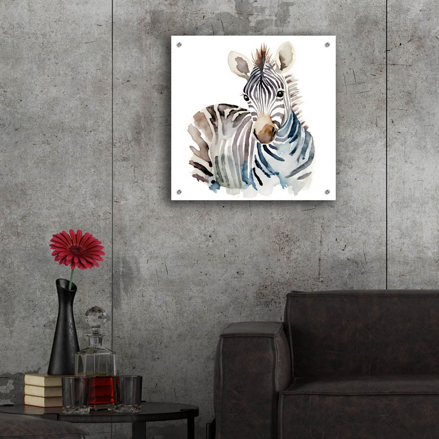 Epic Art 'Baby Zebra' by Petals Prints Design, Acrylic Glass Wall Art,24x24