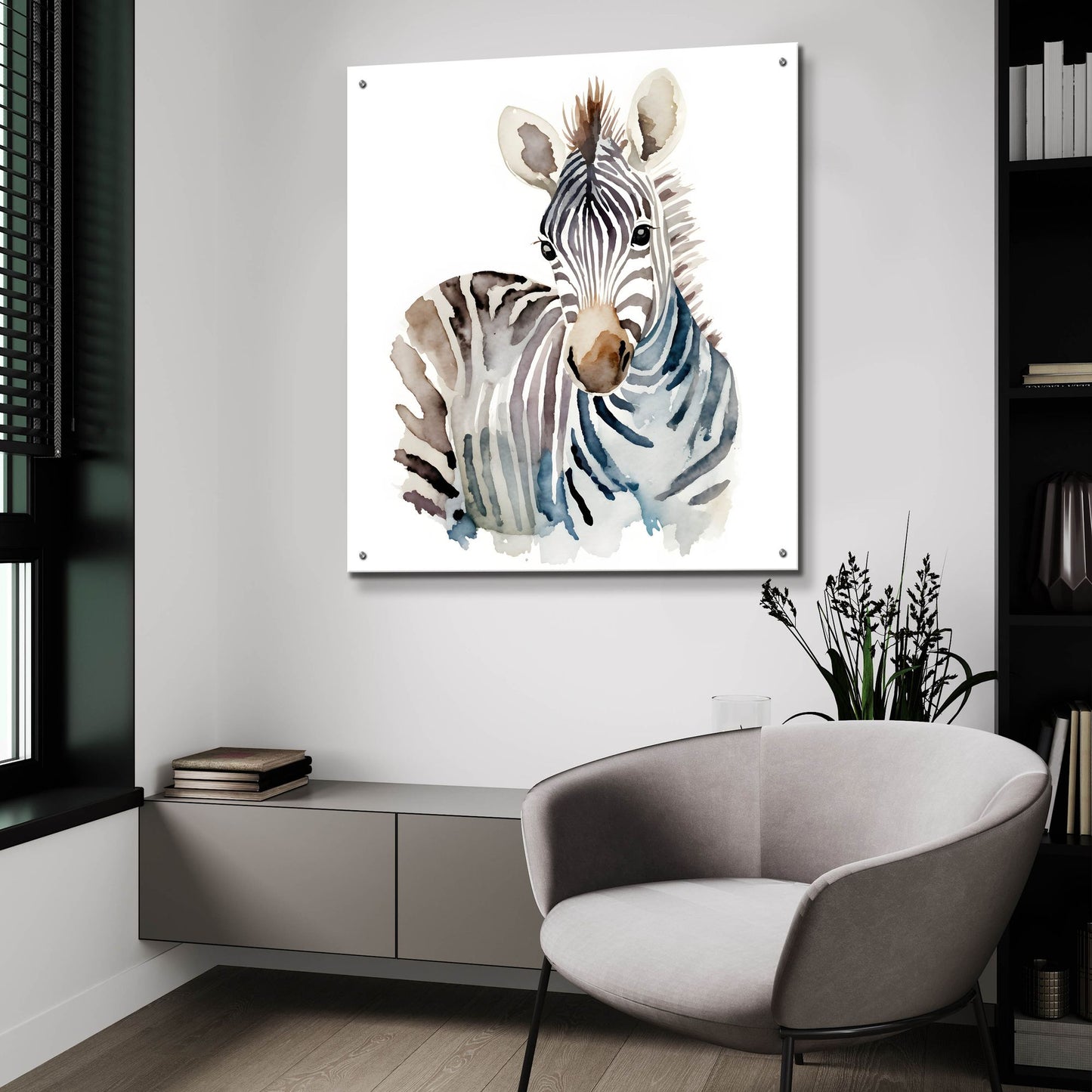 Epic Art 'Baby Zebra' by Petals Prints Design, Acrylic Glass Wall Art,36x36