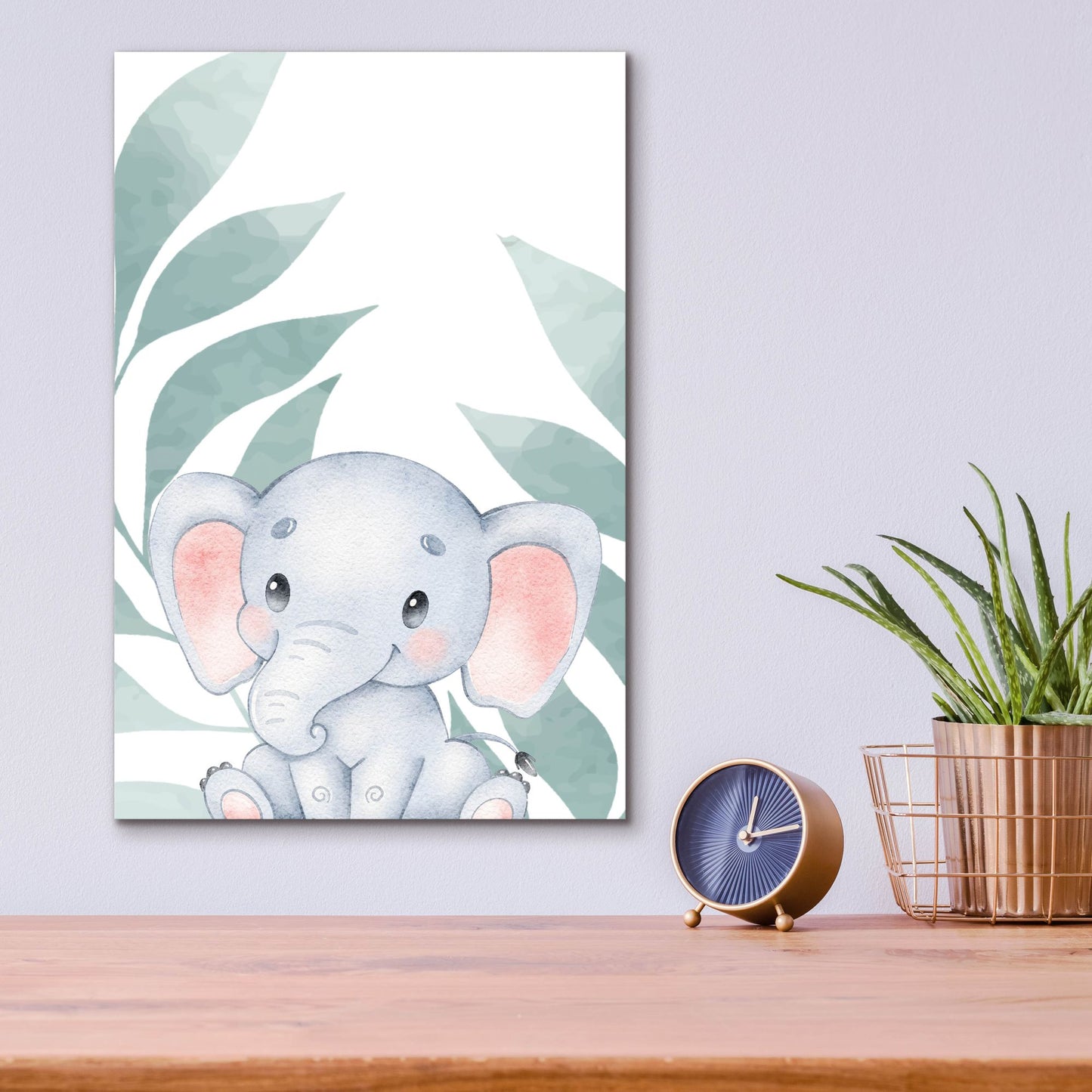 Epic Art 'Safari Baby Elephant' by Petals Prints Design, Acrylic Glass Wall Art,12x16