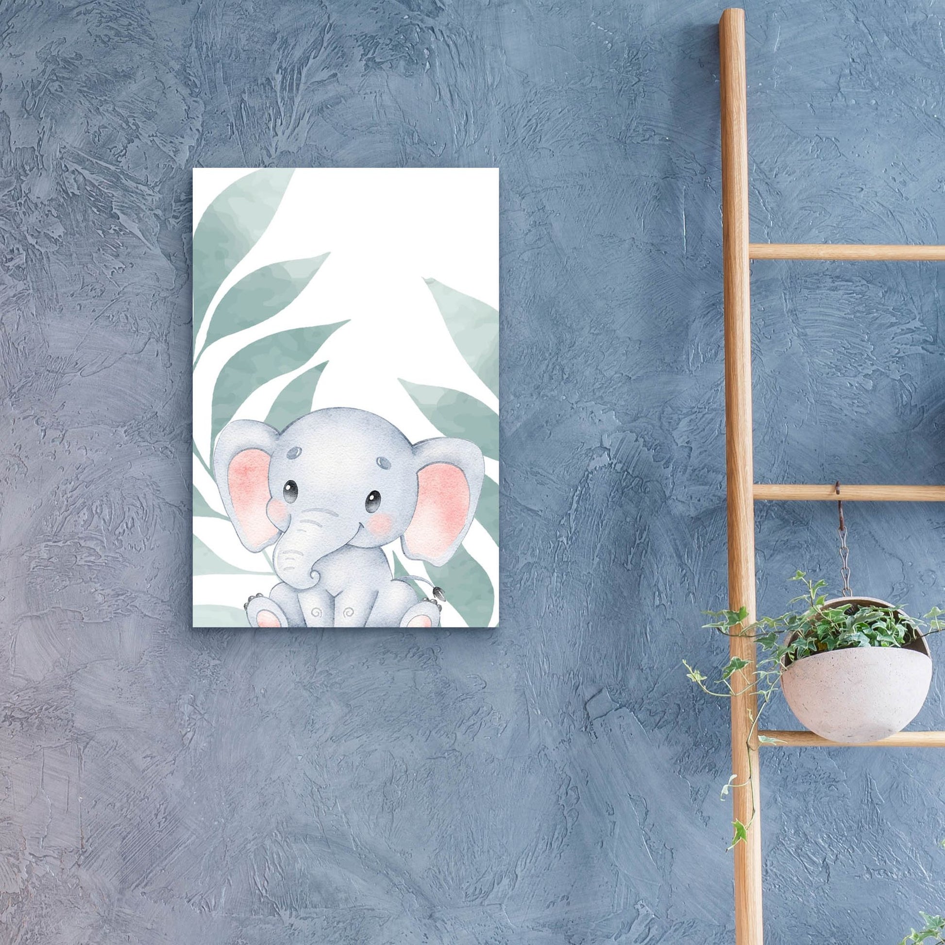 Epic Art 'Safari Baby Elephant' by Petals Prints Design, Acrylic Glass Wall Art,16x24