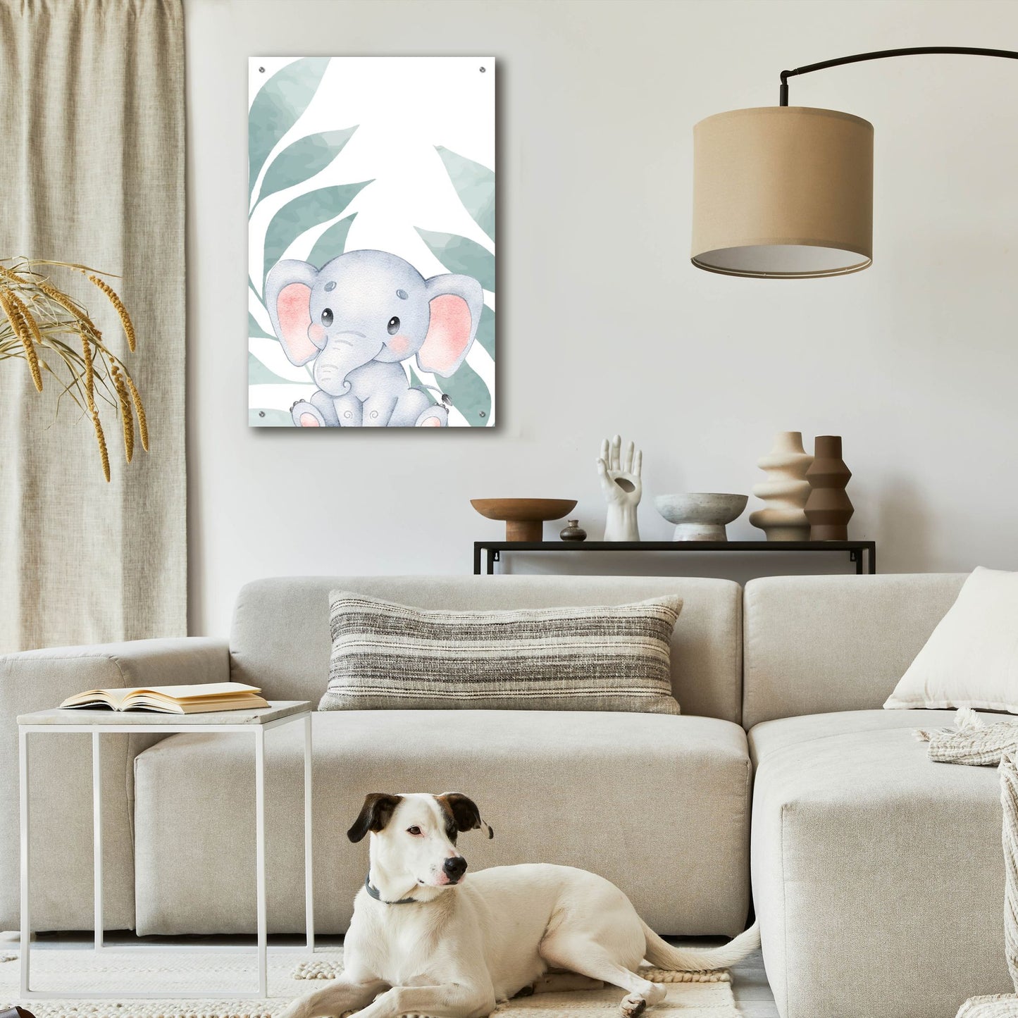 Epic Art 'Safari Baby Elephant' by Petals Prints Design, Acrylic Glass Wall Art,24x36