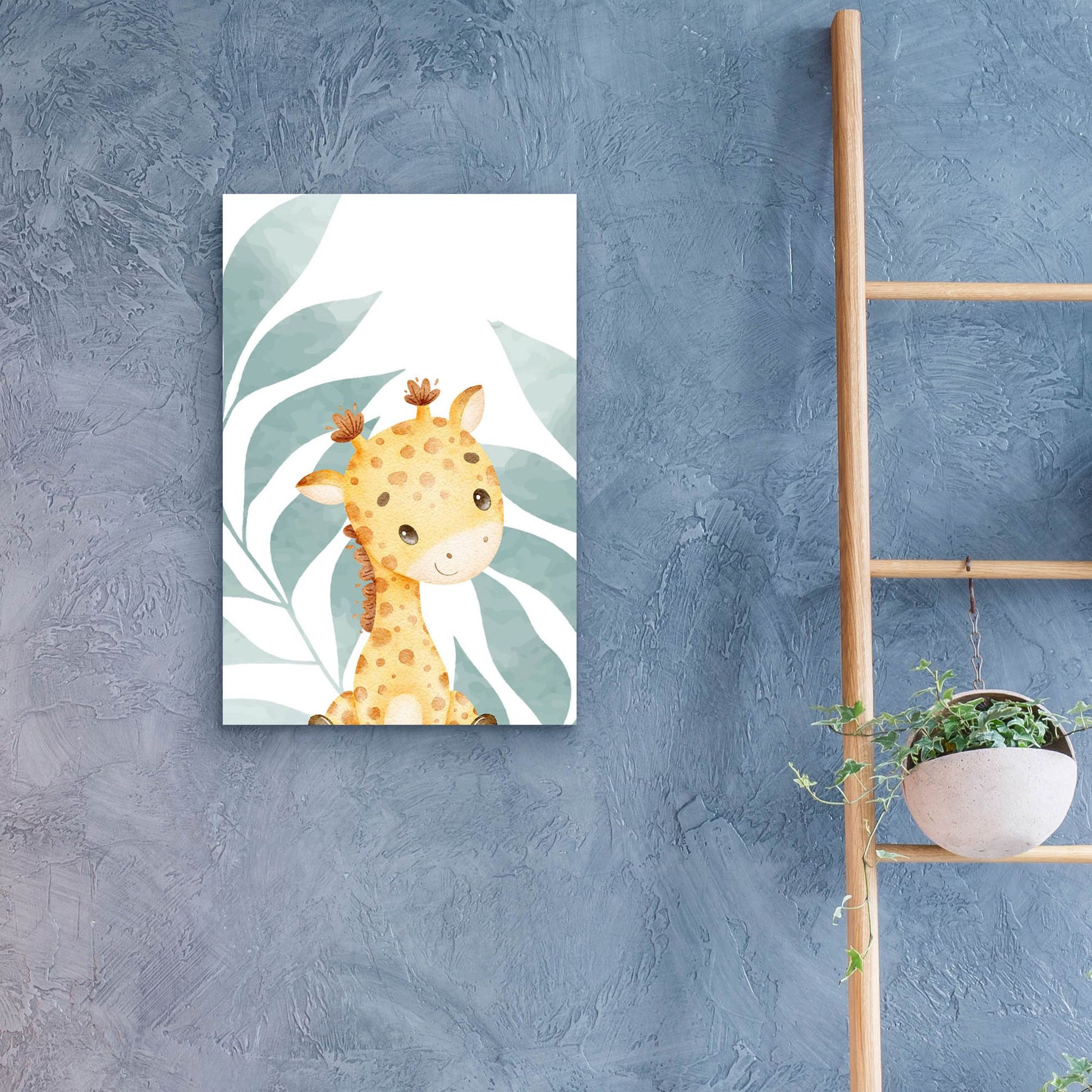 Epic Art 'Safari Baby Giraffe' by Petals Prints Design, Acrylic Glass Wall Art,16x24